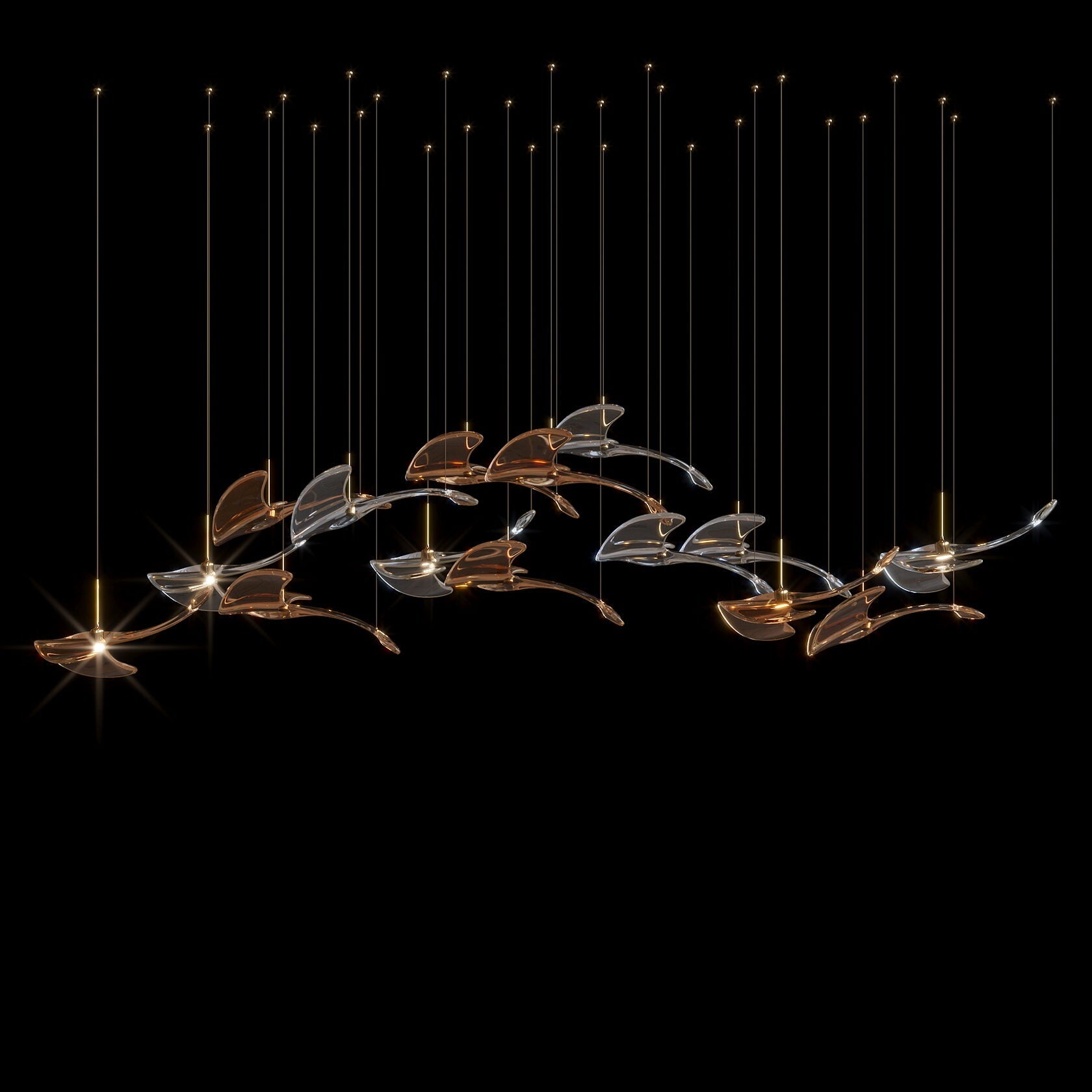 Glass Swallow Flight Chandelier