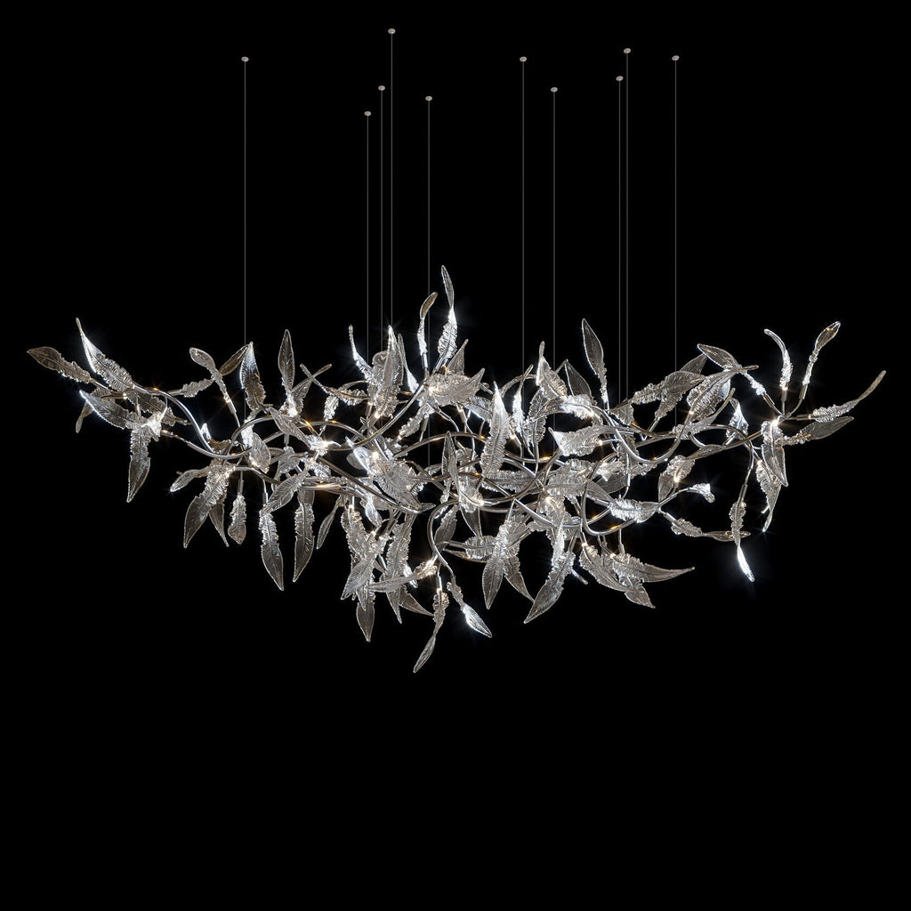 Pink Silver Leaf Vine Chandelier