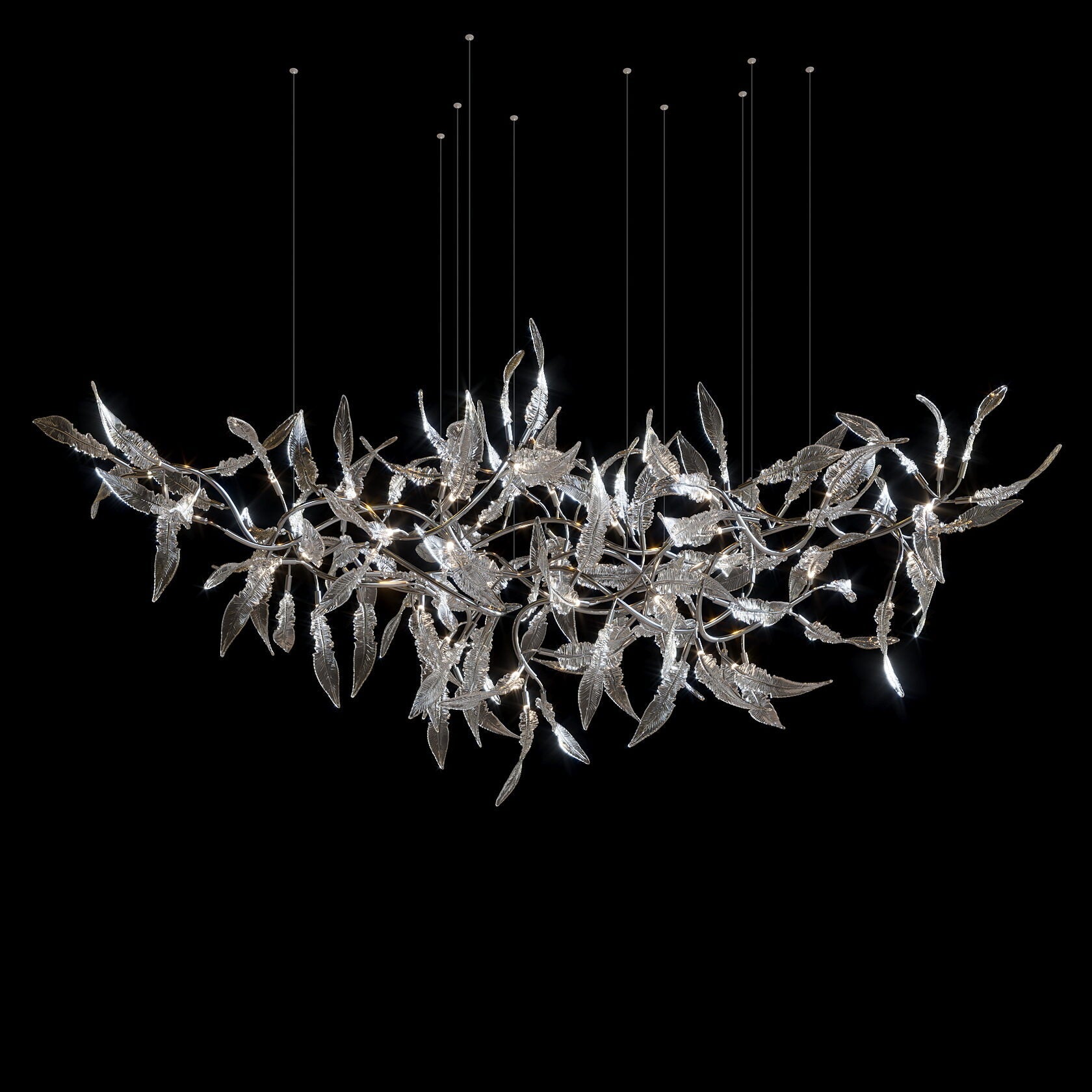 Pink Silver Leaf Vine Chandelier