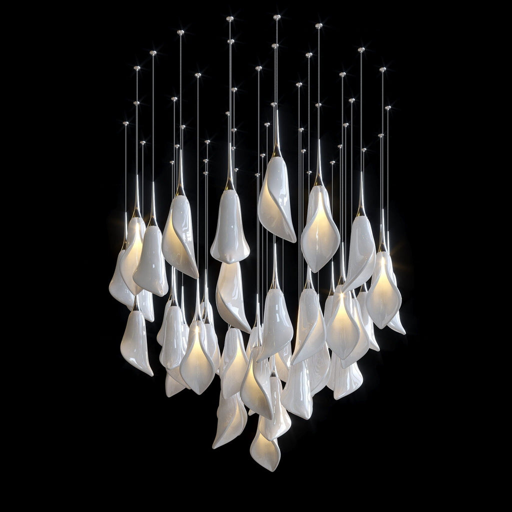 White Petal Drop Chandelier
