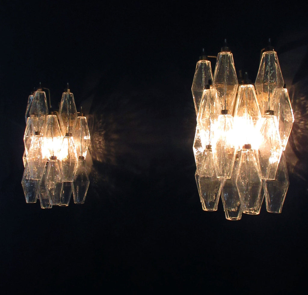 Murano Wall Lamp | 16 Clear Poliedri Glass | Set of 2