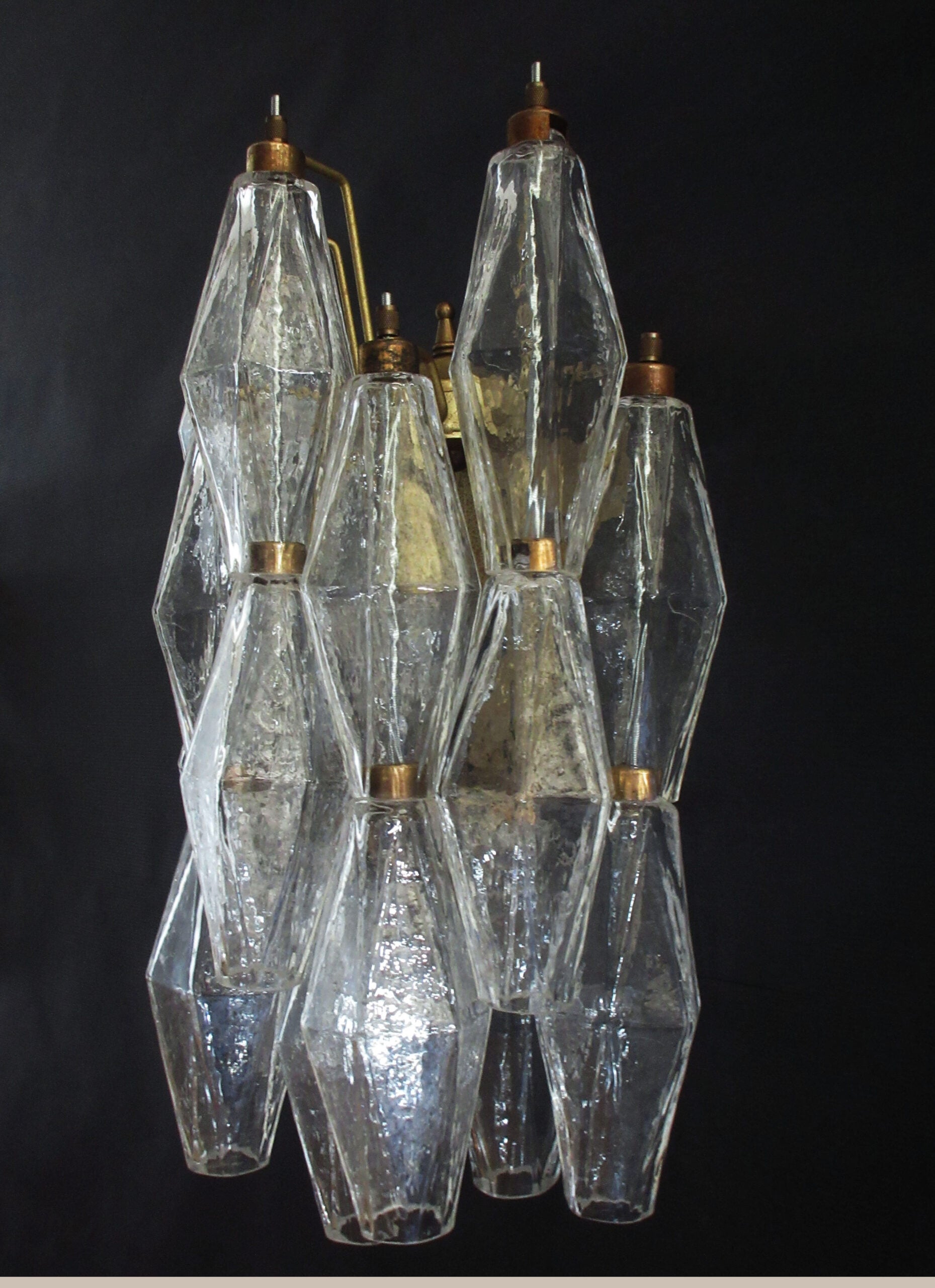 Murano Wall Lamp | 16 Clear Poliedri Glass | Set of 2