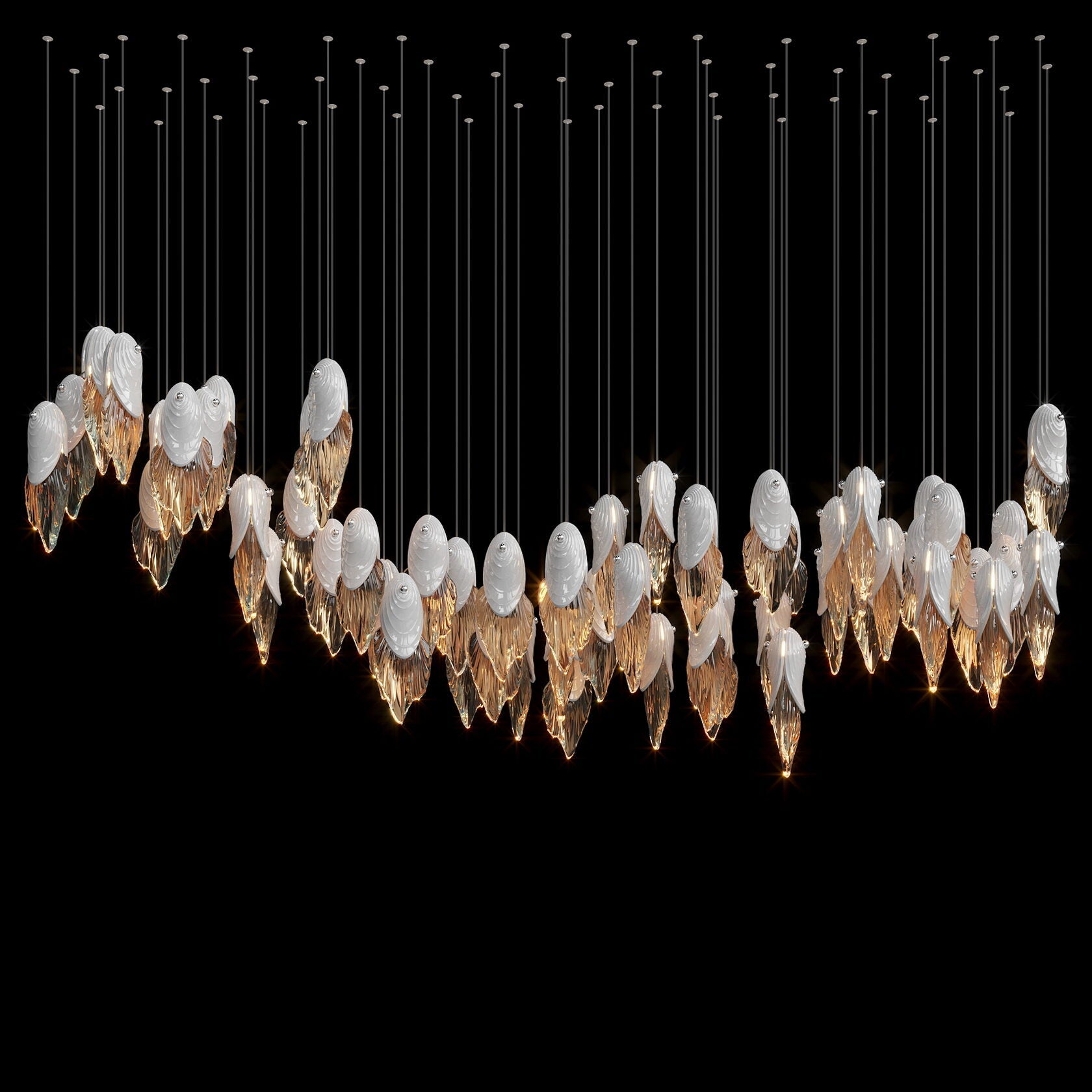 White Shell Cascade Chandelier
