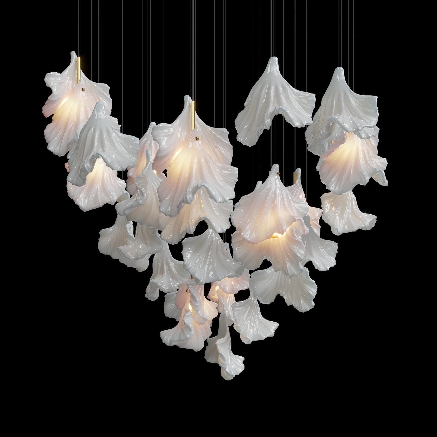 Ivory Petal Cascade Chandelier