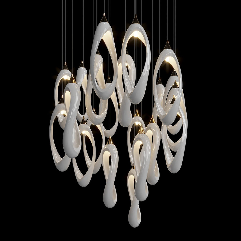 White Ribbon Loop Chandelier
