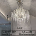 Light Luxury Silver Flower Branch Chandelier with Icicle Details by Bling Lighting Studio