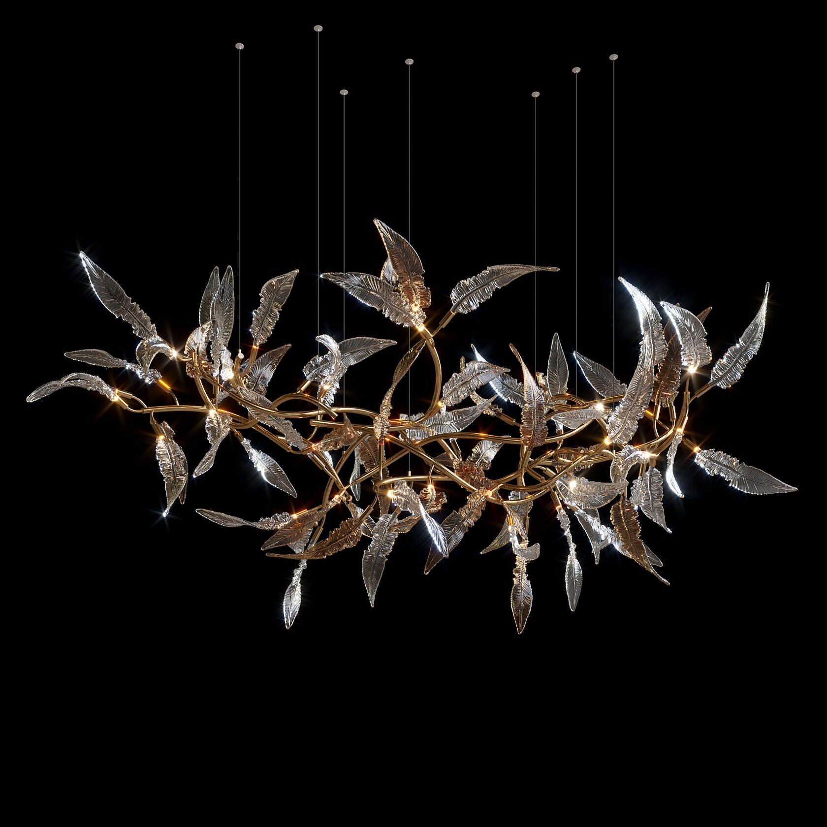 Pink Silver Leaf Vine Chandelier