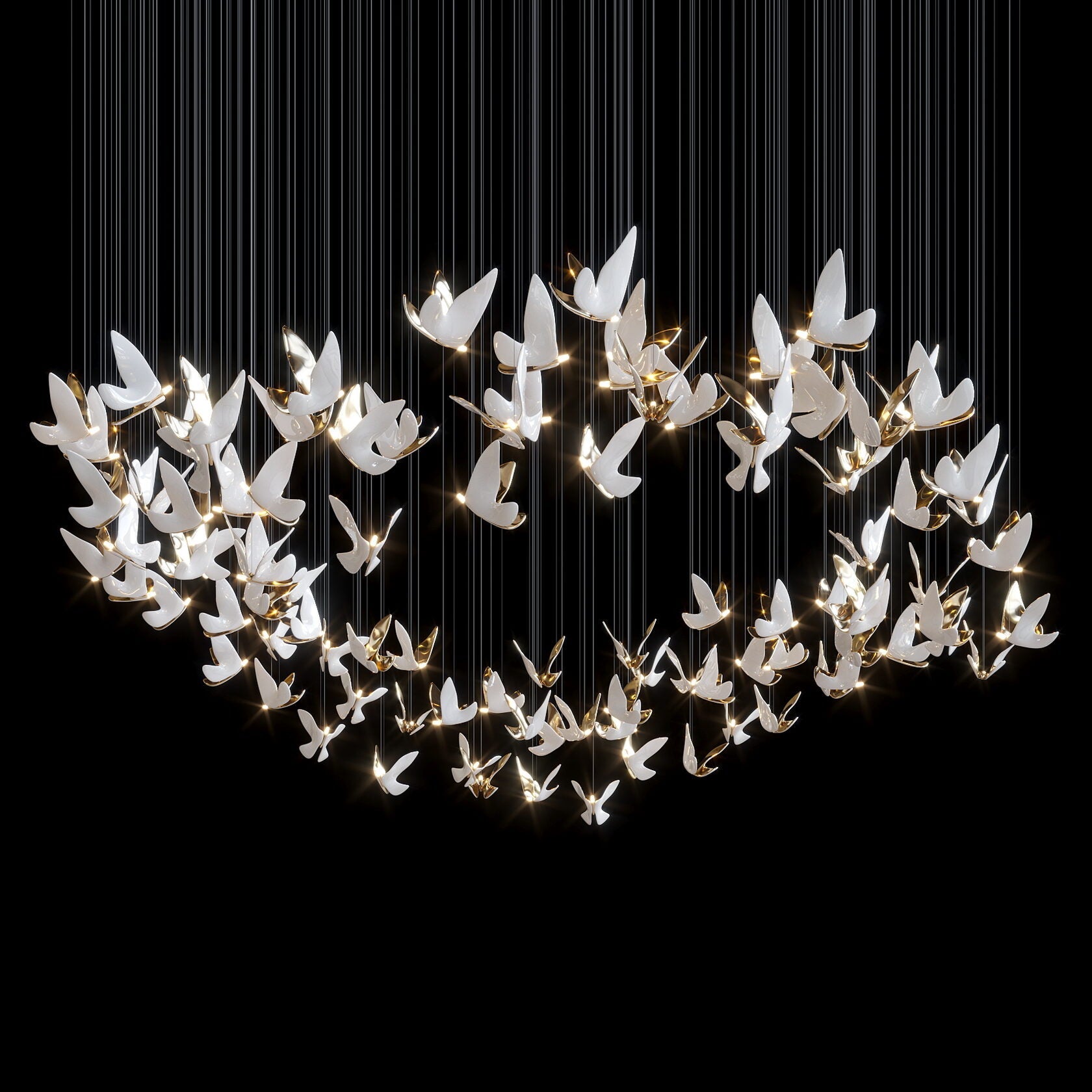 White Butterfly Flight Chandelier