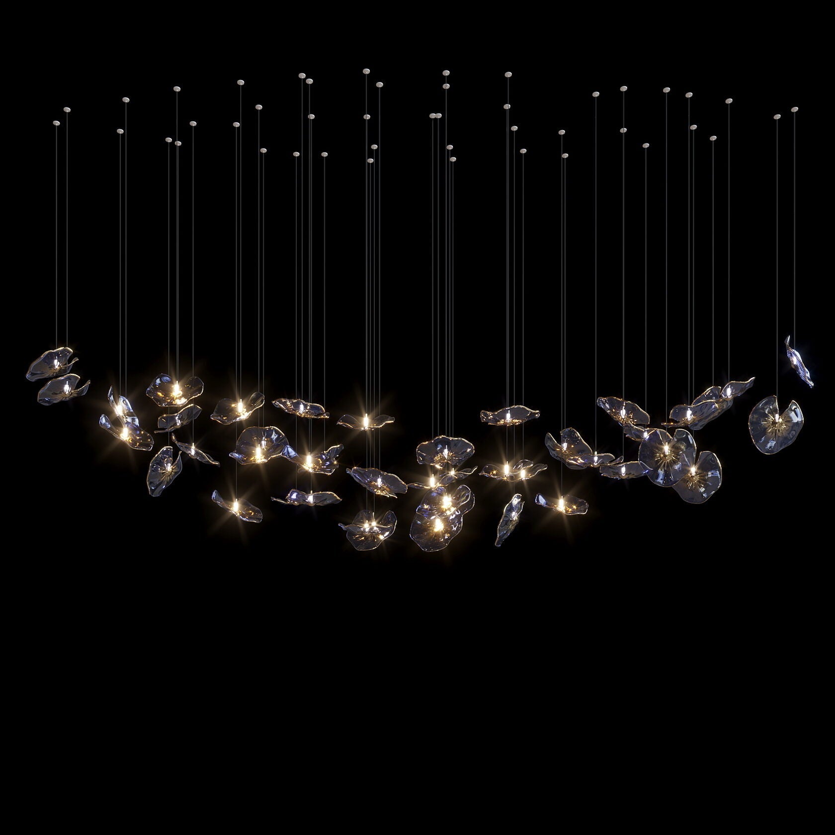 Smoke Glass Lily Cluster Chandelier