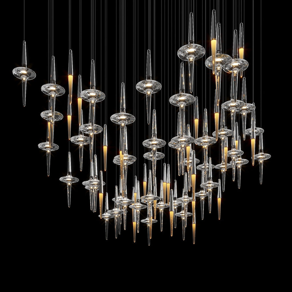 Crystal Icicle Saucer Chandelier