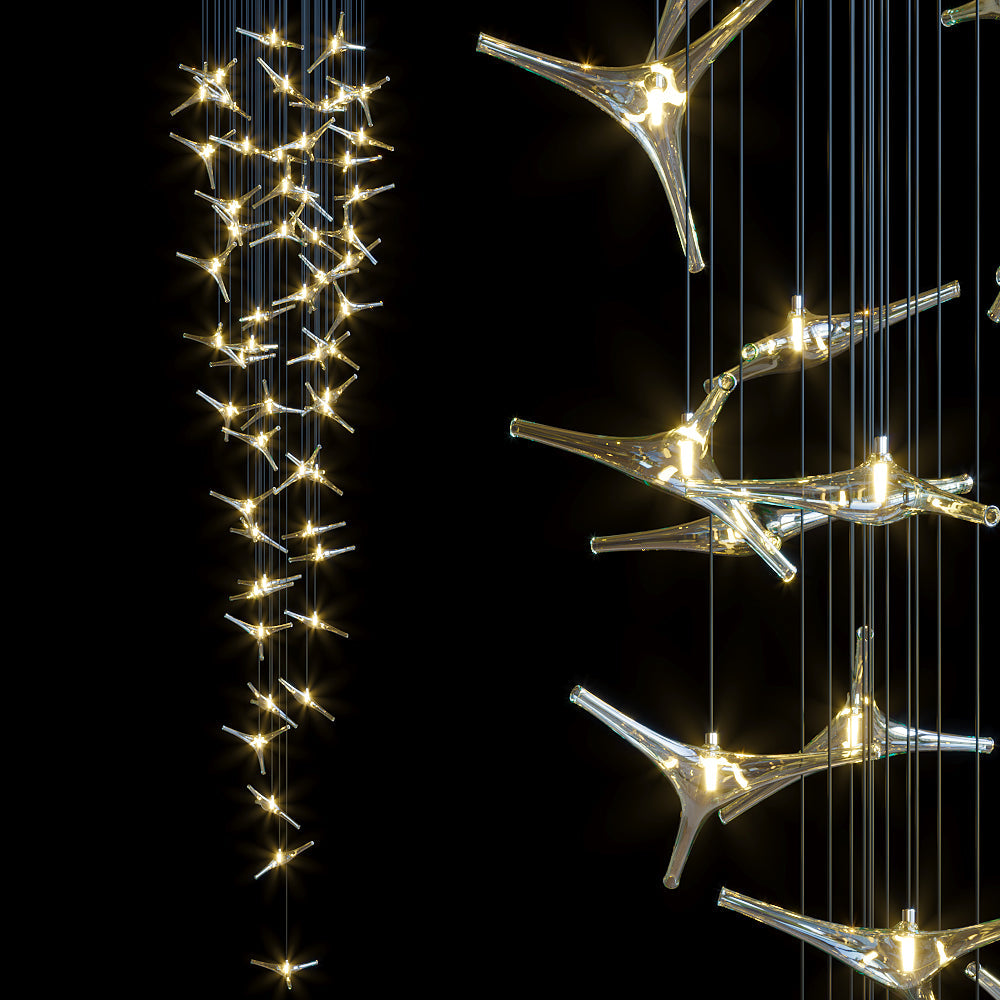 White Gold Leaf Vine Chandelier
