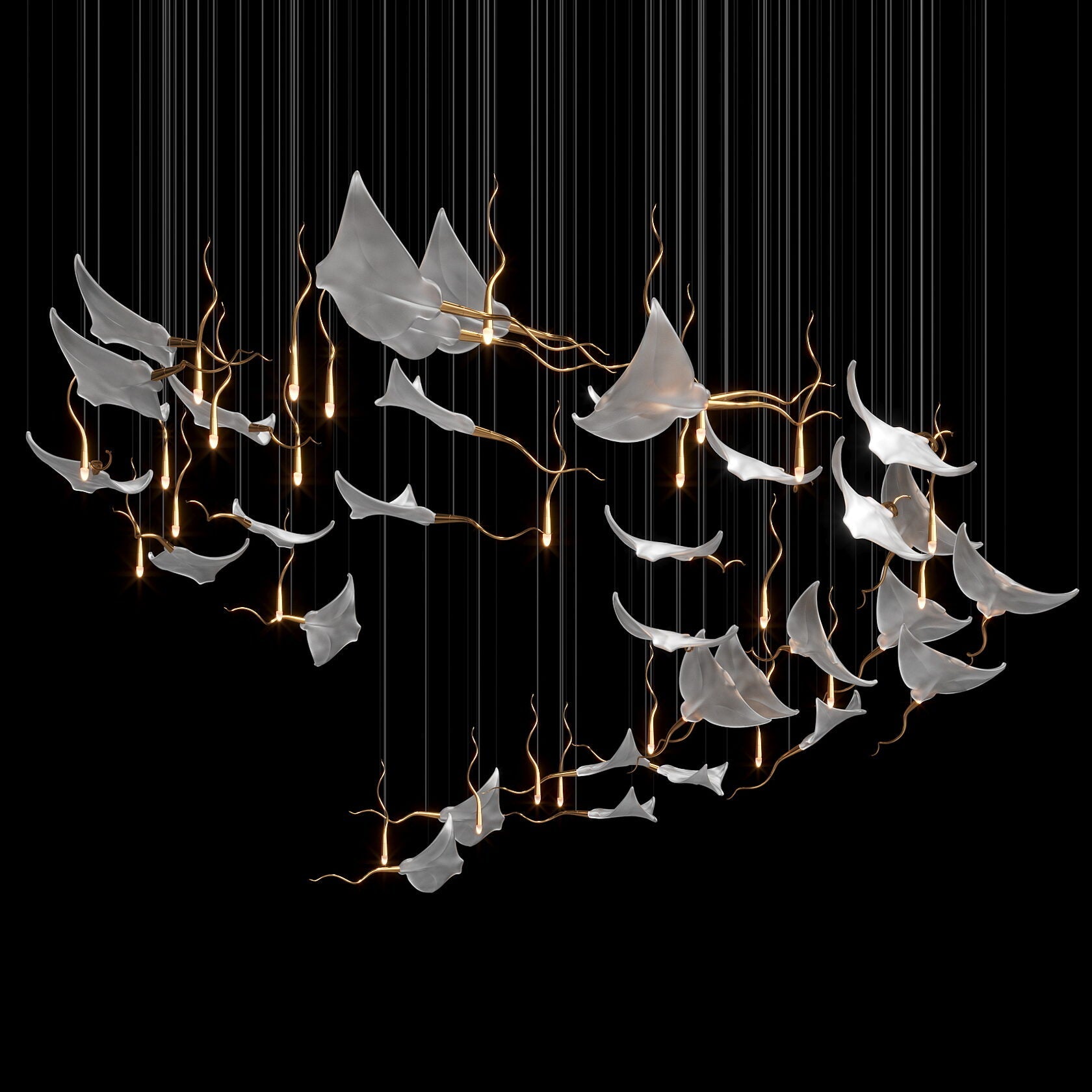 White Manta Branch Chandelier