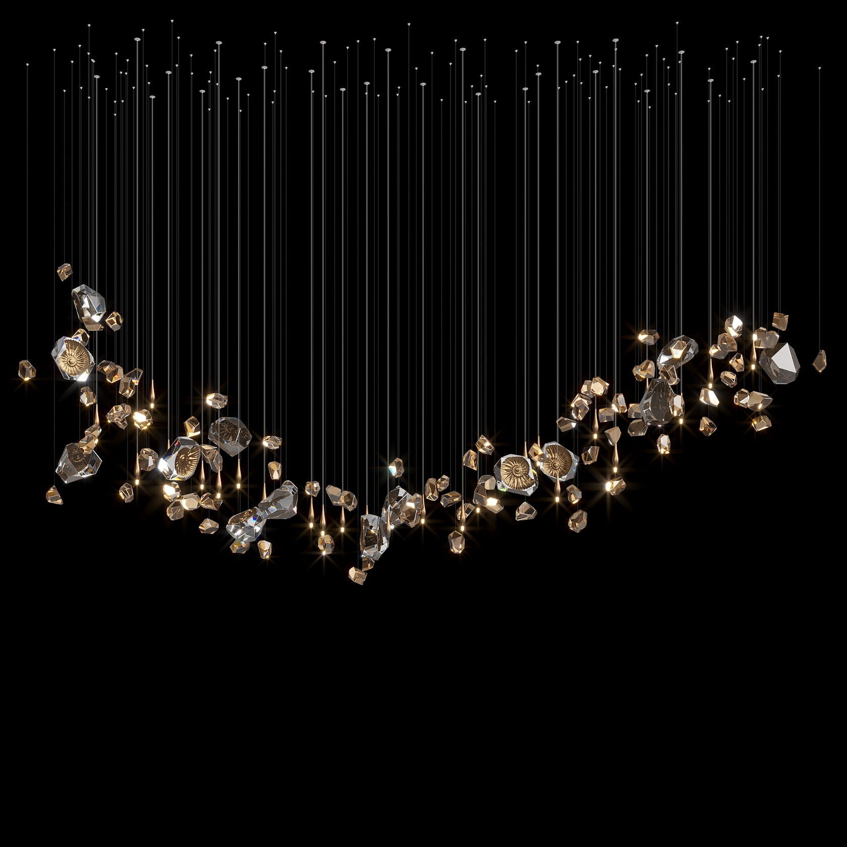 Champagne Crystal Meteor Chandelier