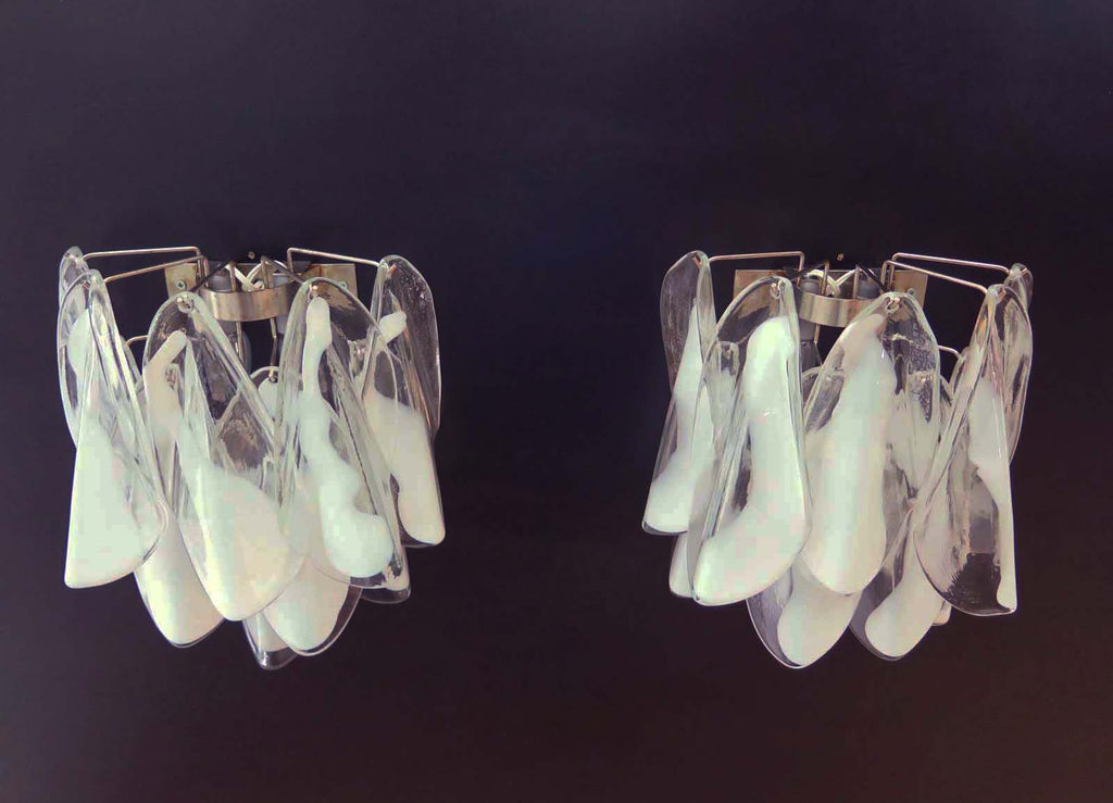 Murano Wall Lamp | 20 Clear White Rondini Glass | Set of 2