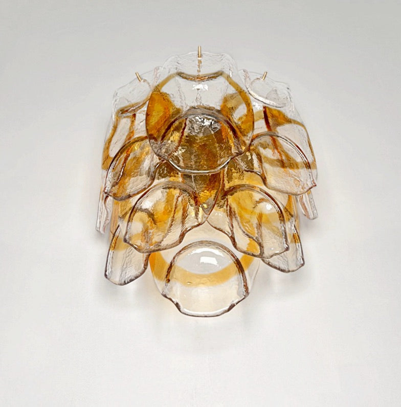 Murano Wall Lamp | 10 White Crostoli Glass | Set of 2