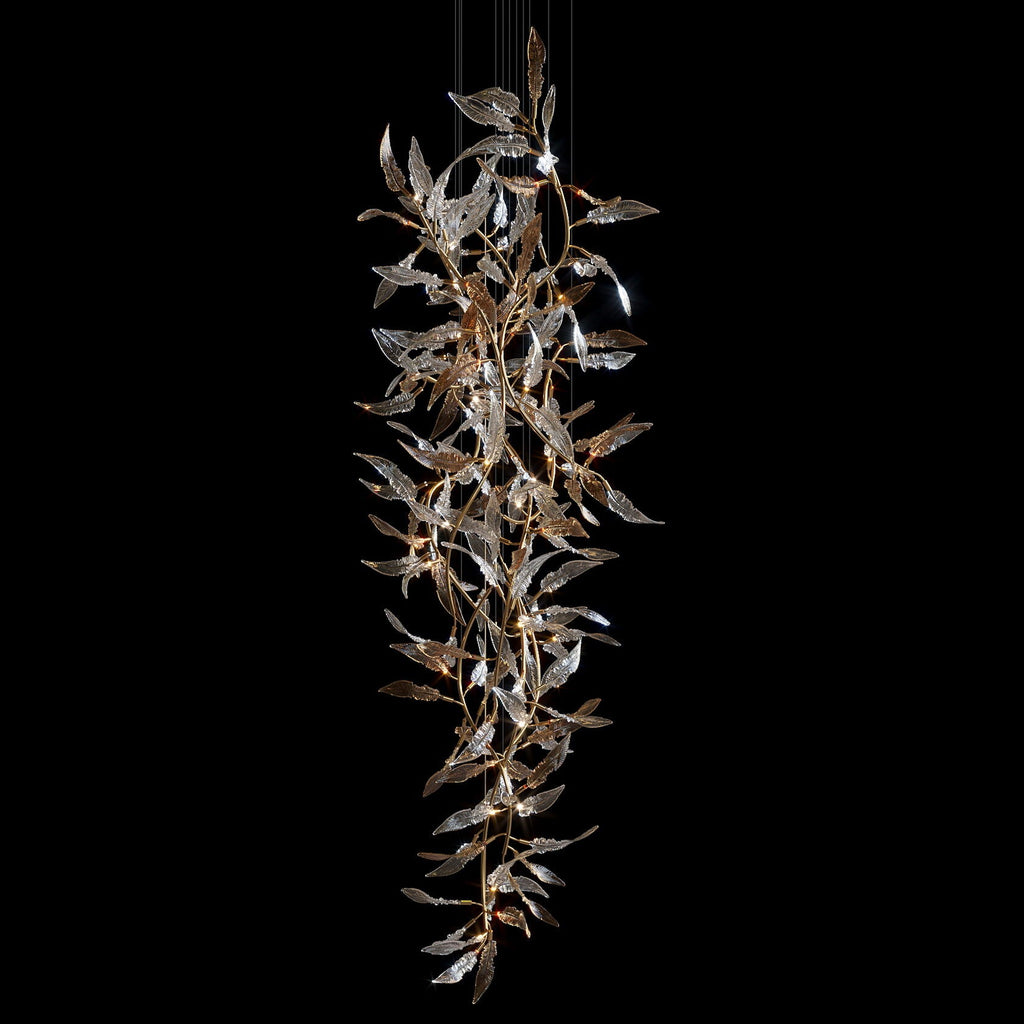 Pink Silver Leaf Vine Chandelier