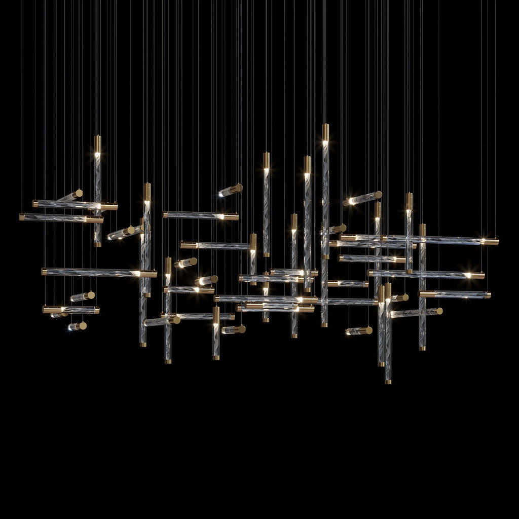 Crystal Beam Grid Chandelier