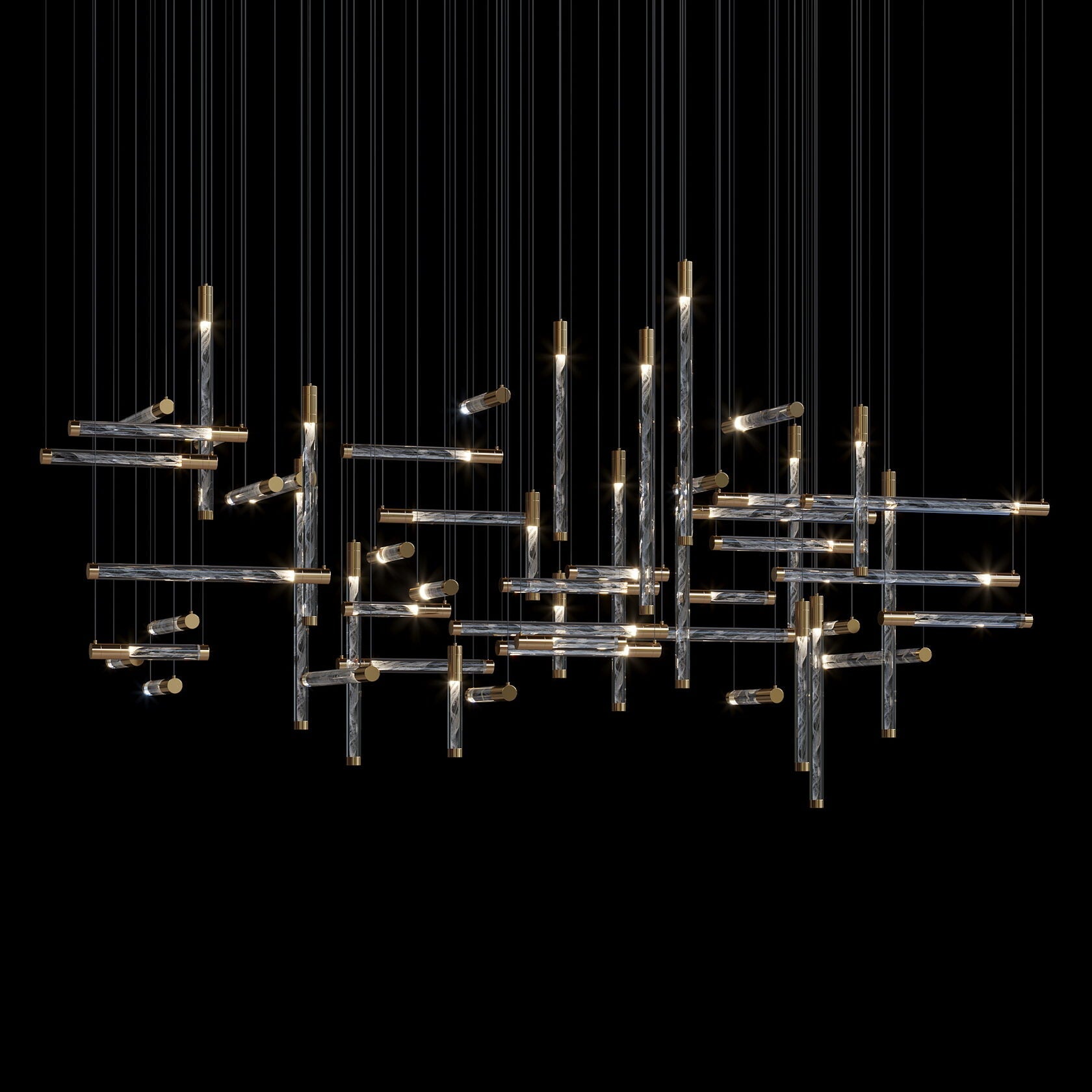 Crystal Beam Grid Chandelier