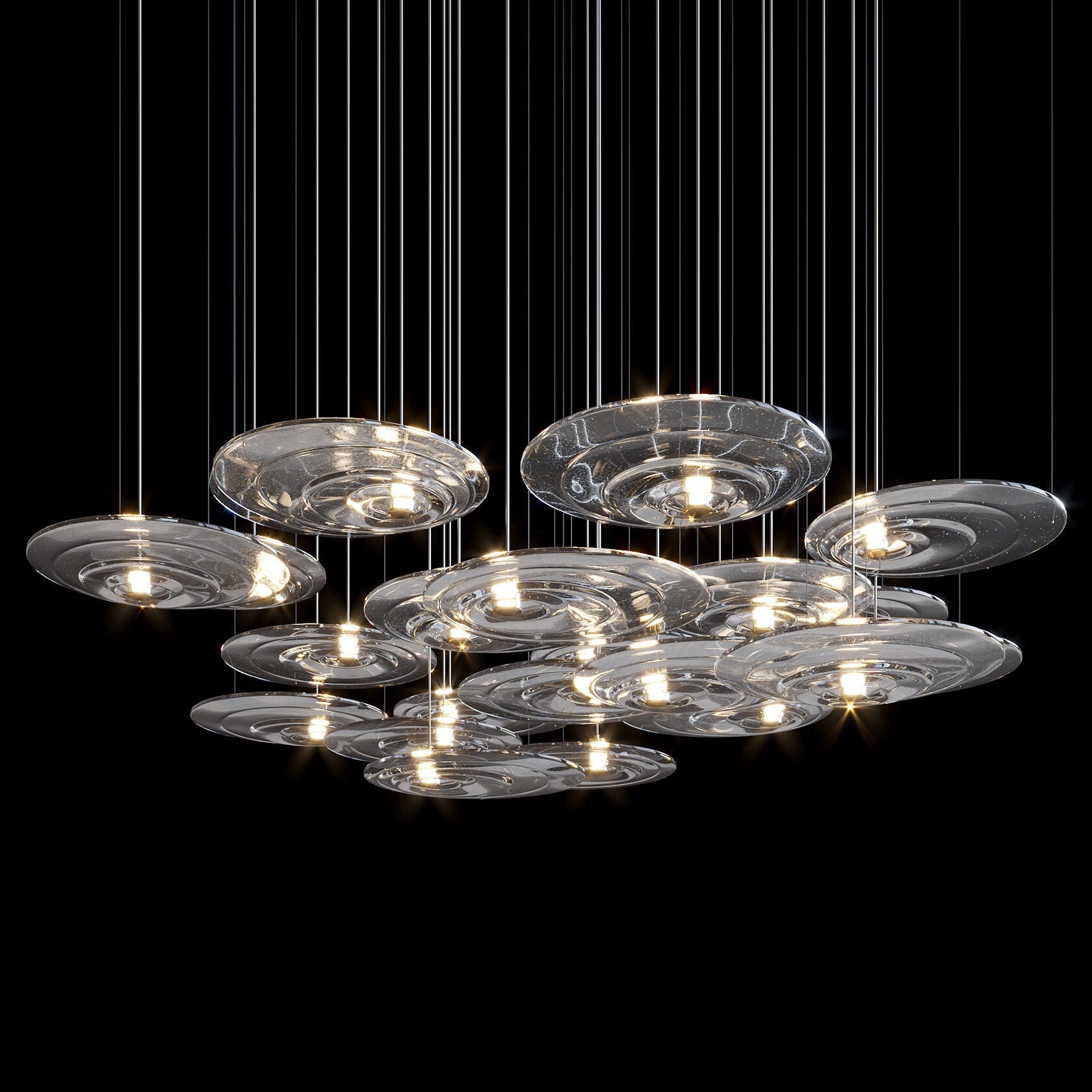 Amber Saucer Drift Chandelier