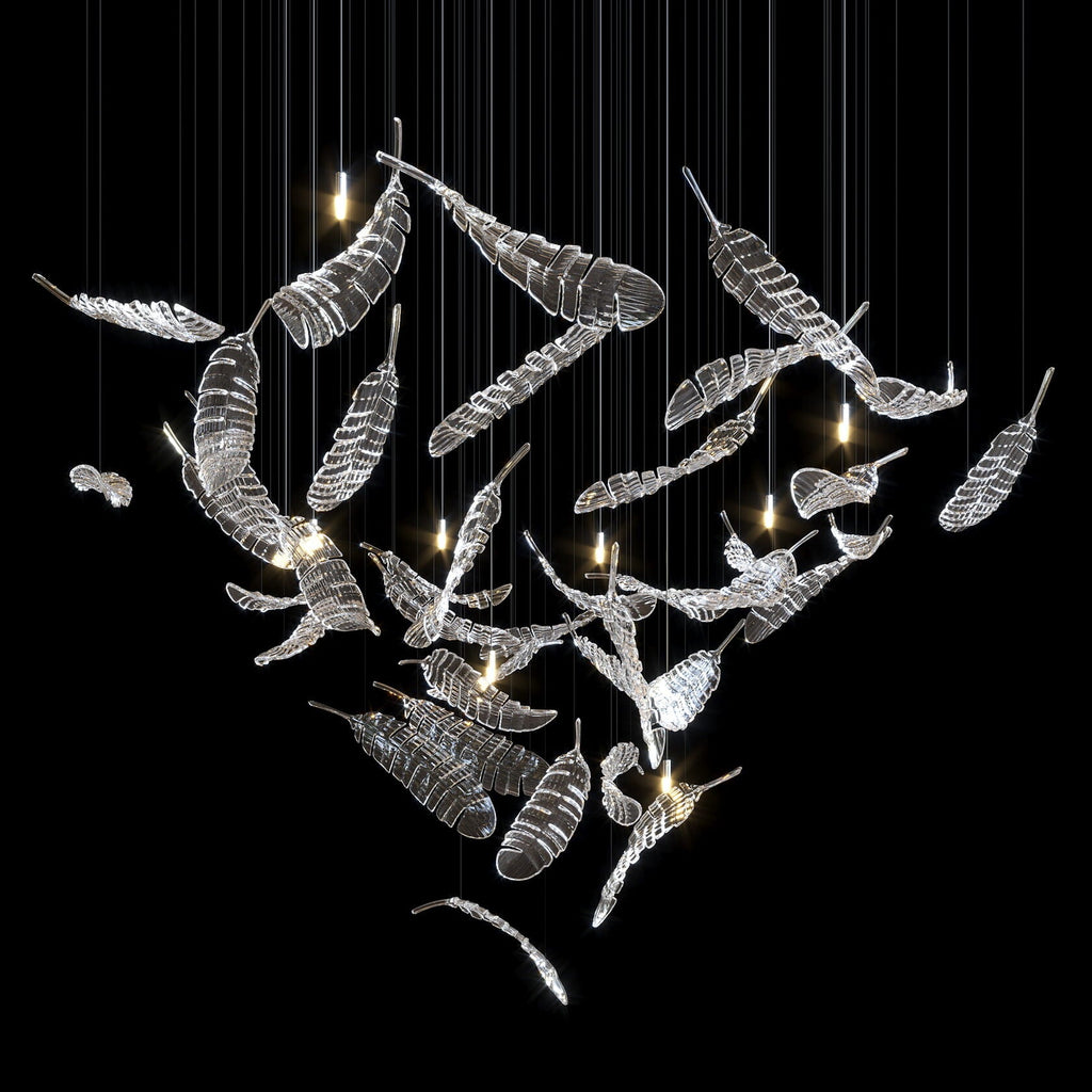 Crystal Feather Flight Chandelier