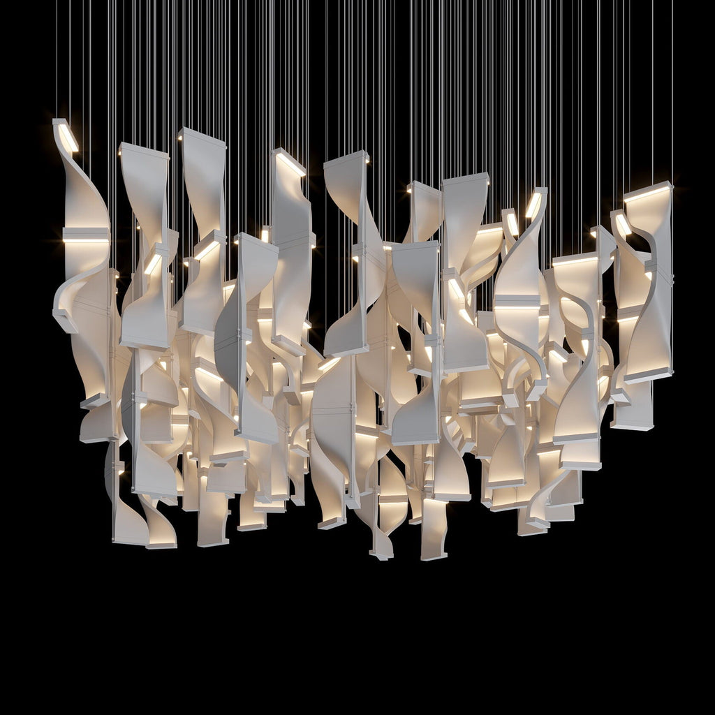 White Ribbon Wave Chandelier