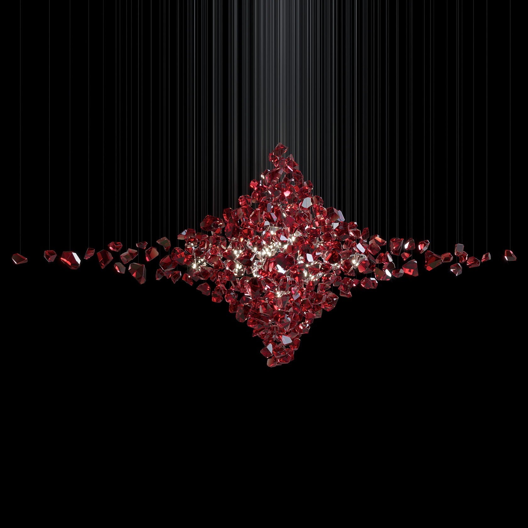 Crimson Crystal Scatter Chandelier