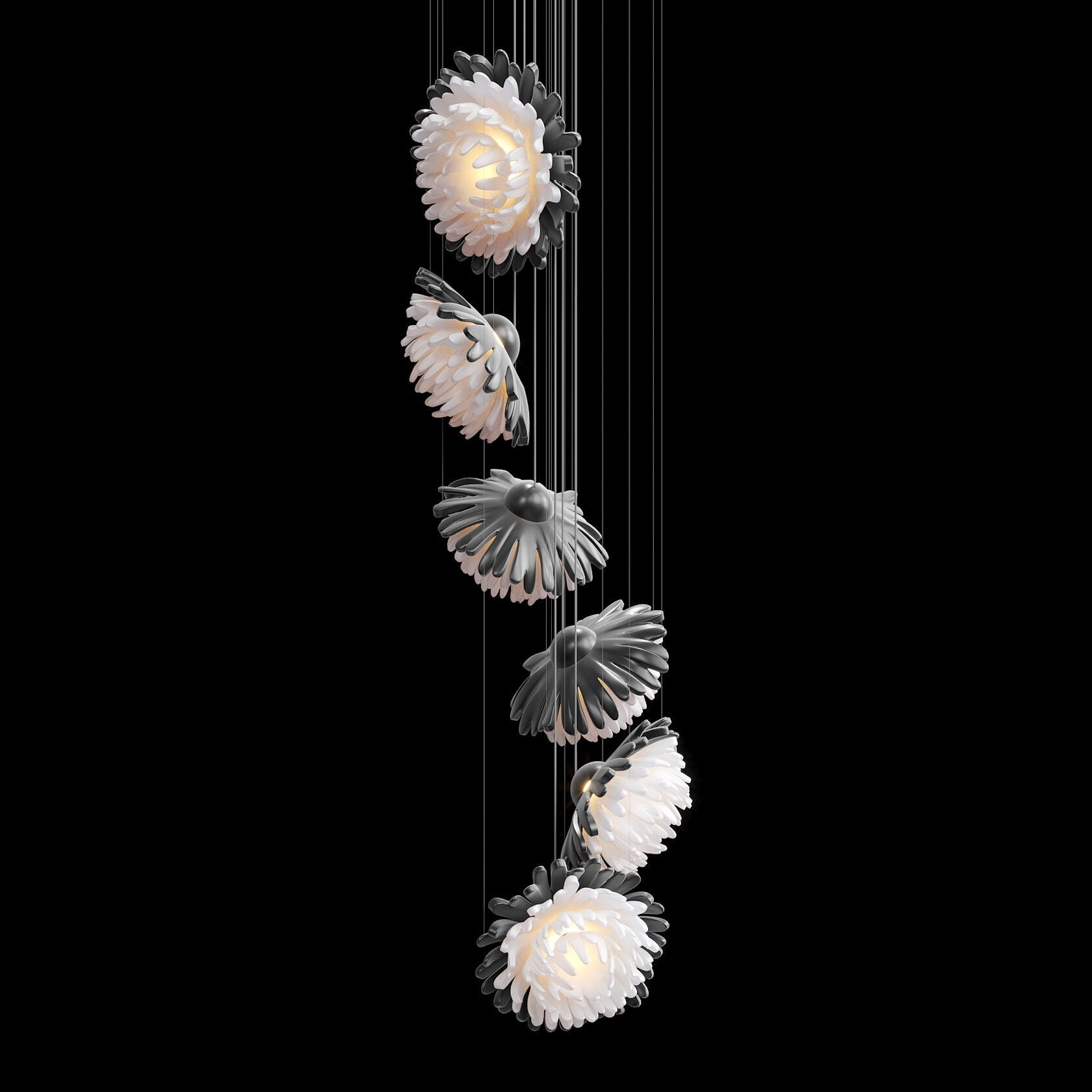 Monochrome Daisy Cluster Chandelier