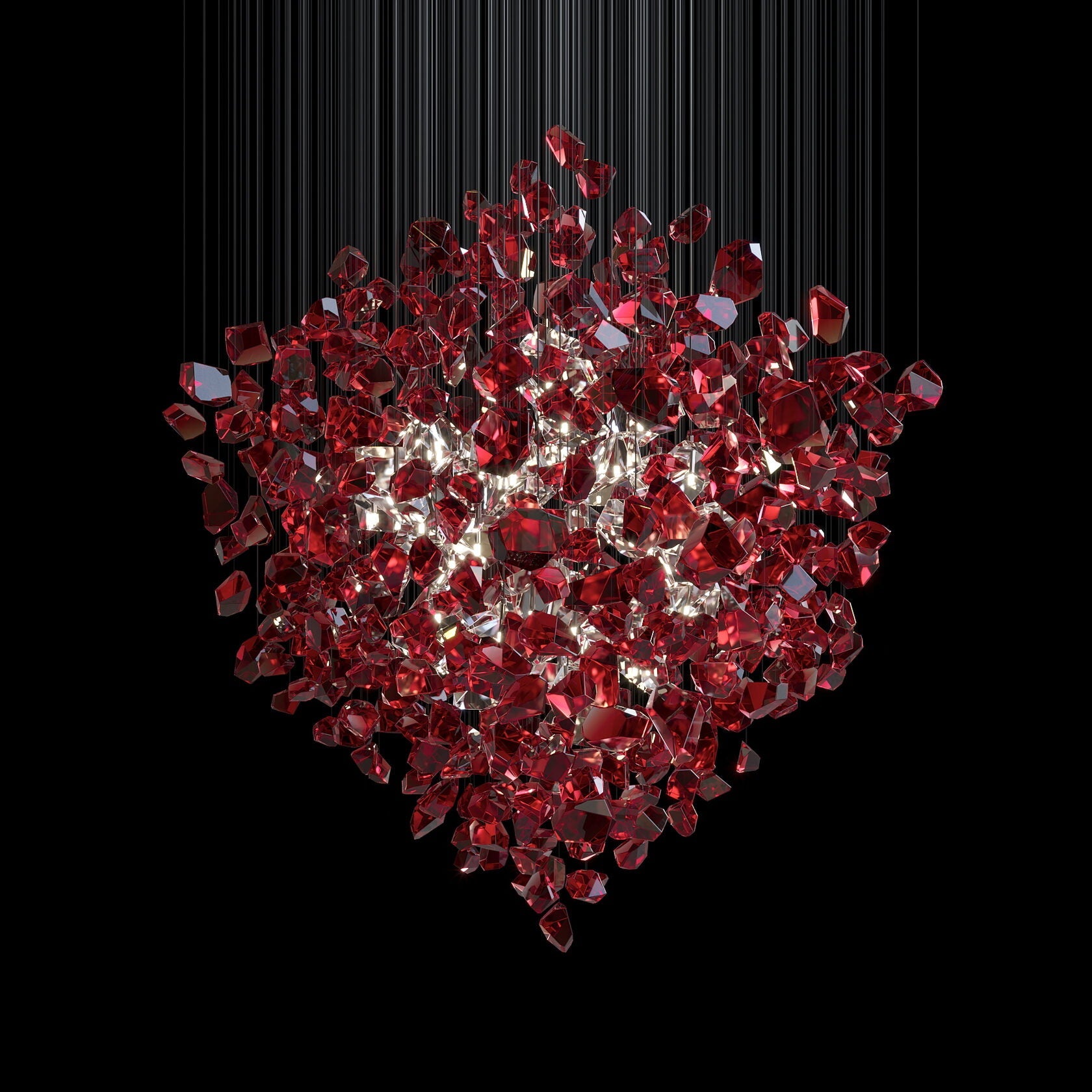 Crimson Crystal Scatter Chandelier
