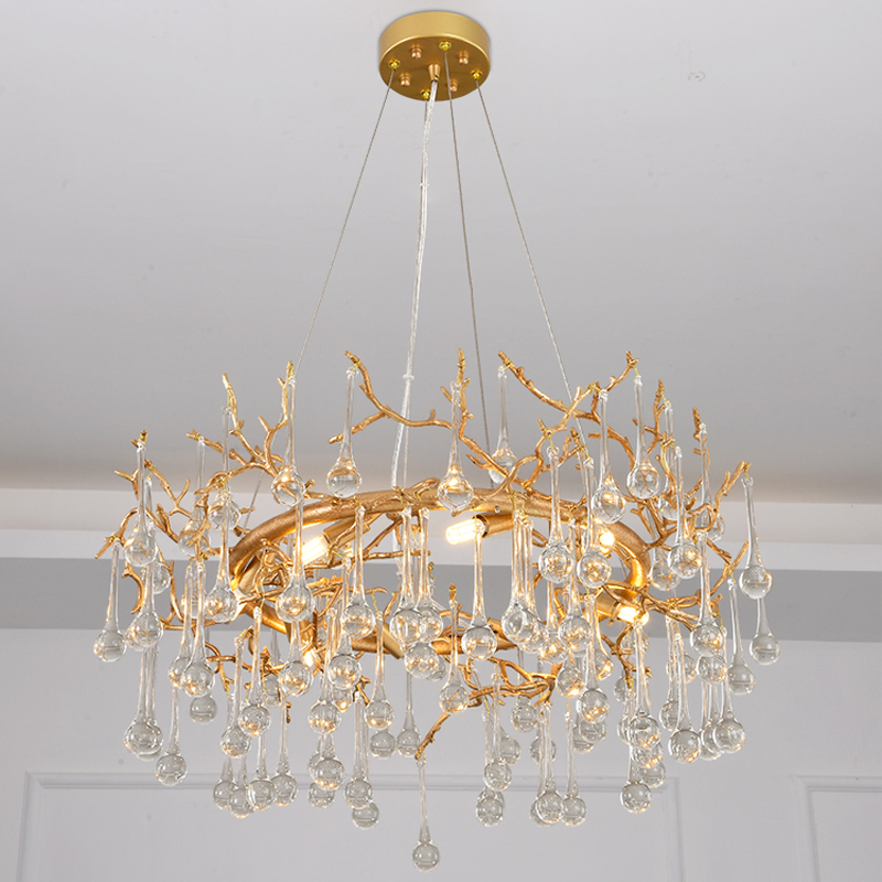 Iris Raindrop Clear Crystal Ring Branch Chandelier by Bling Lighting Studio