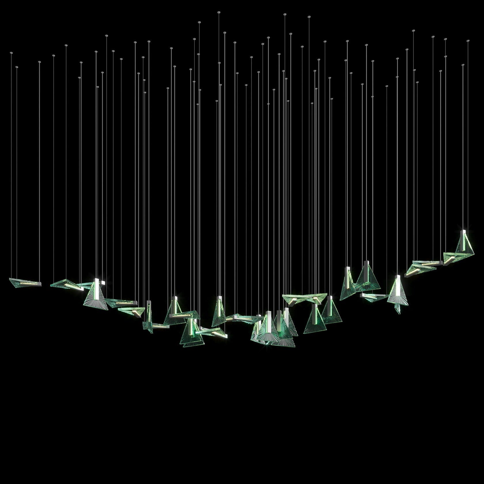 Green Prism Kite Chandelier