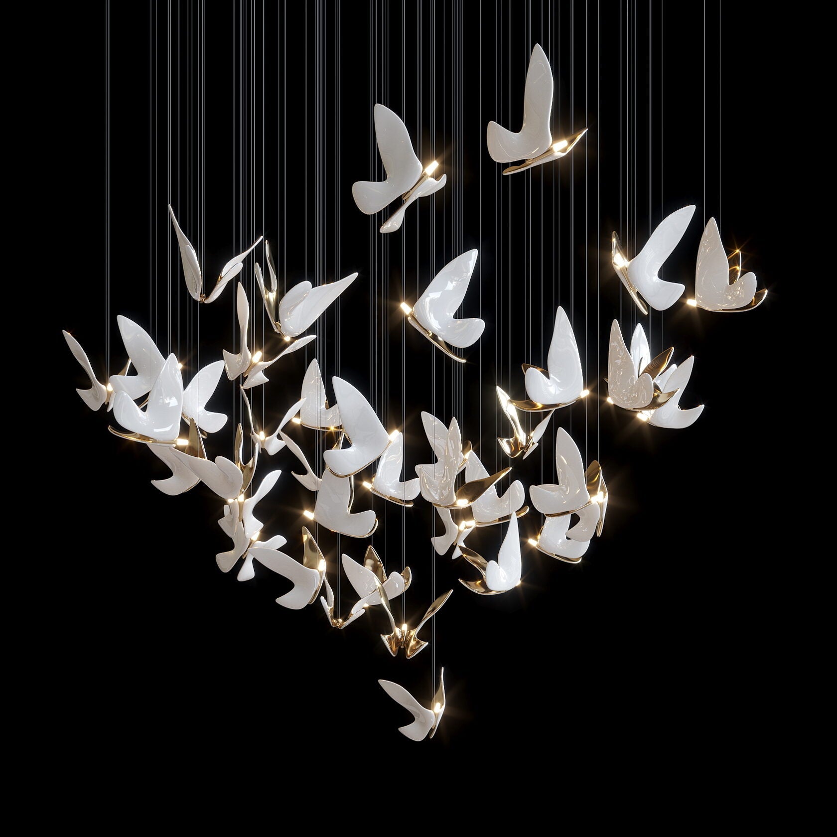 White Butterfly Flight Chandelier