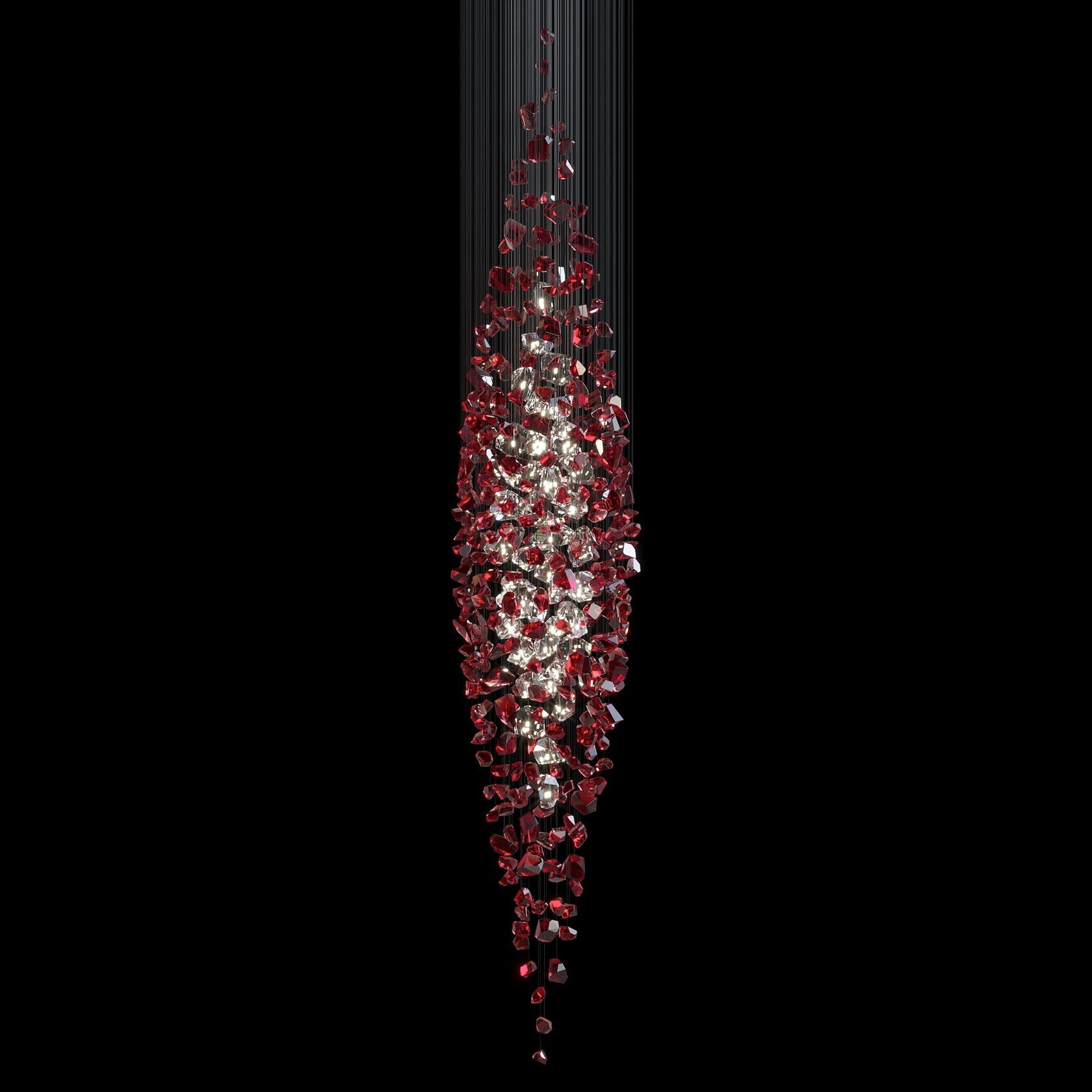 Crimson Crystal Scatter Chandelier