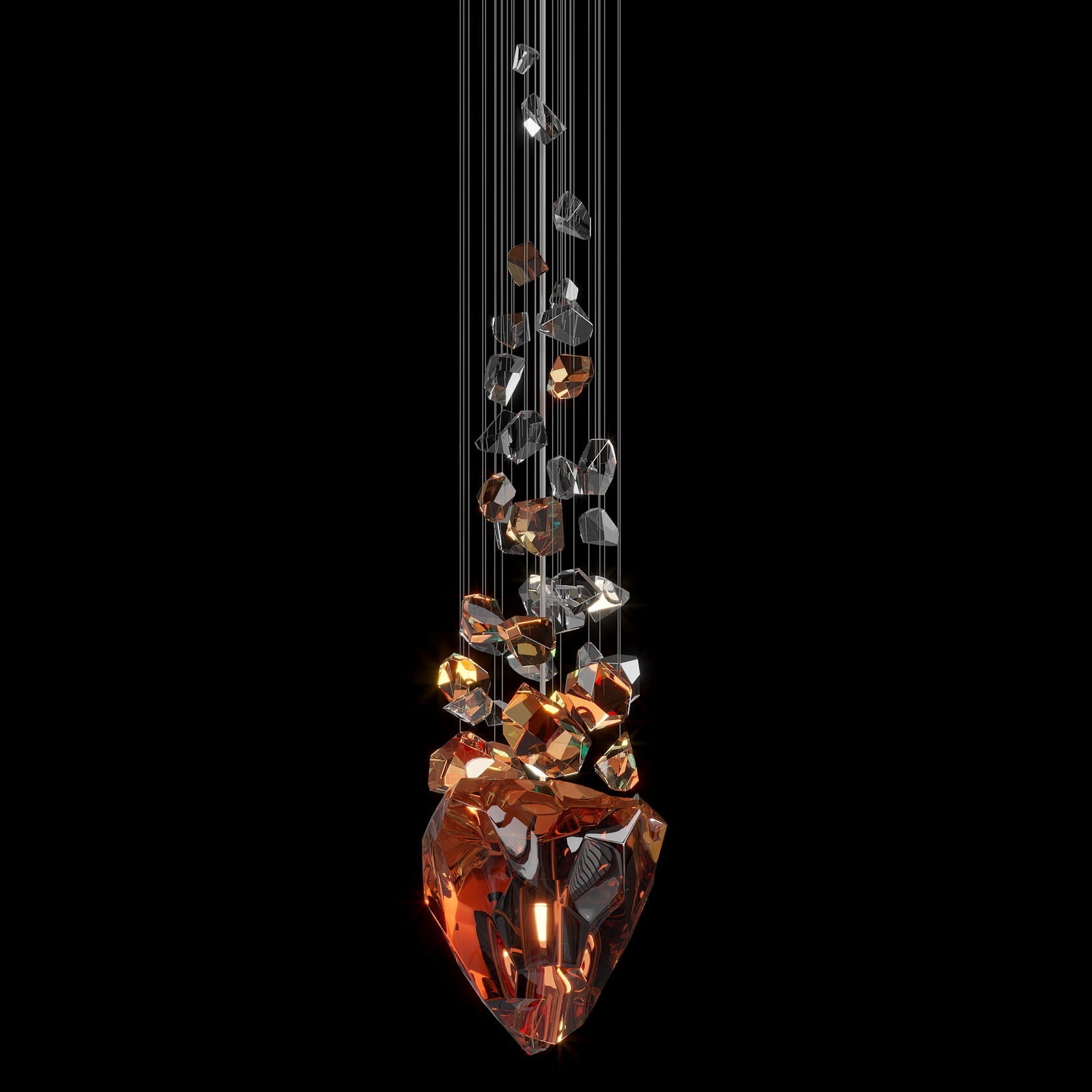 Crimson Crystal Geyser Chandelier