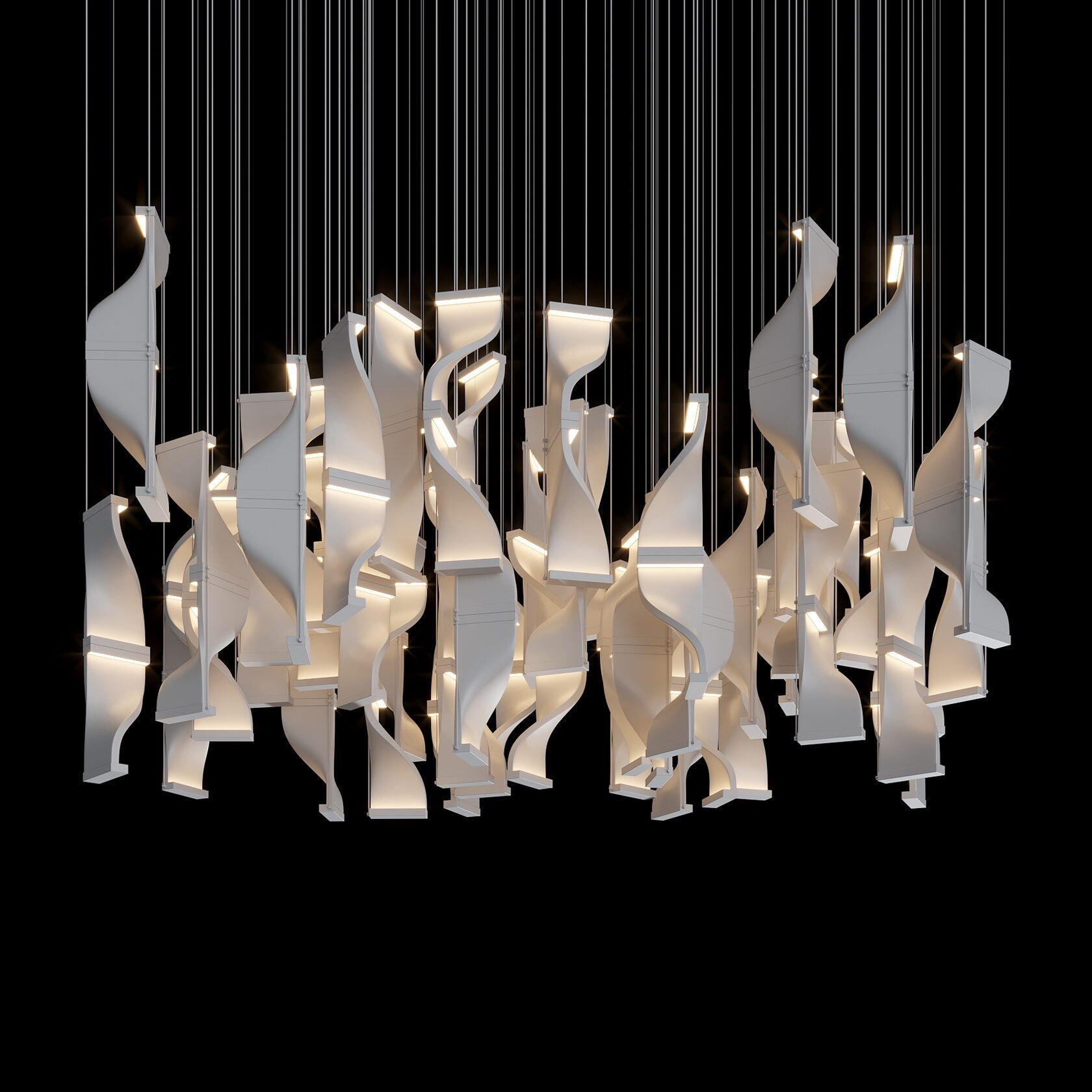 White Ribbon Wave Chandelier