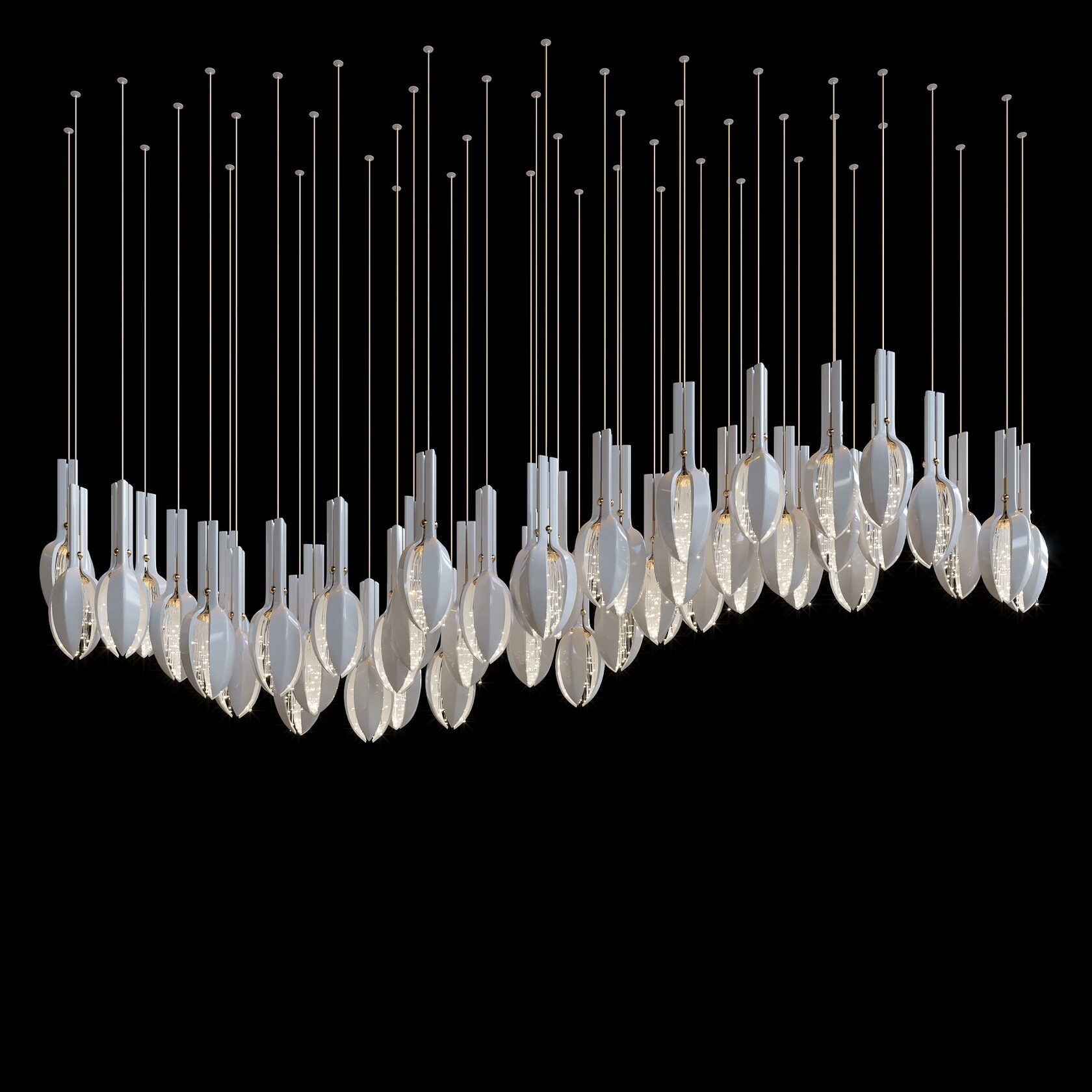 White Seed Pod Garland Chandelier