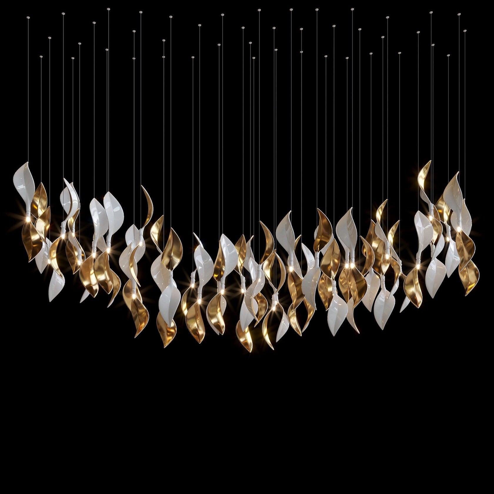 White Twist Leaf Garland Chandelier
