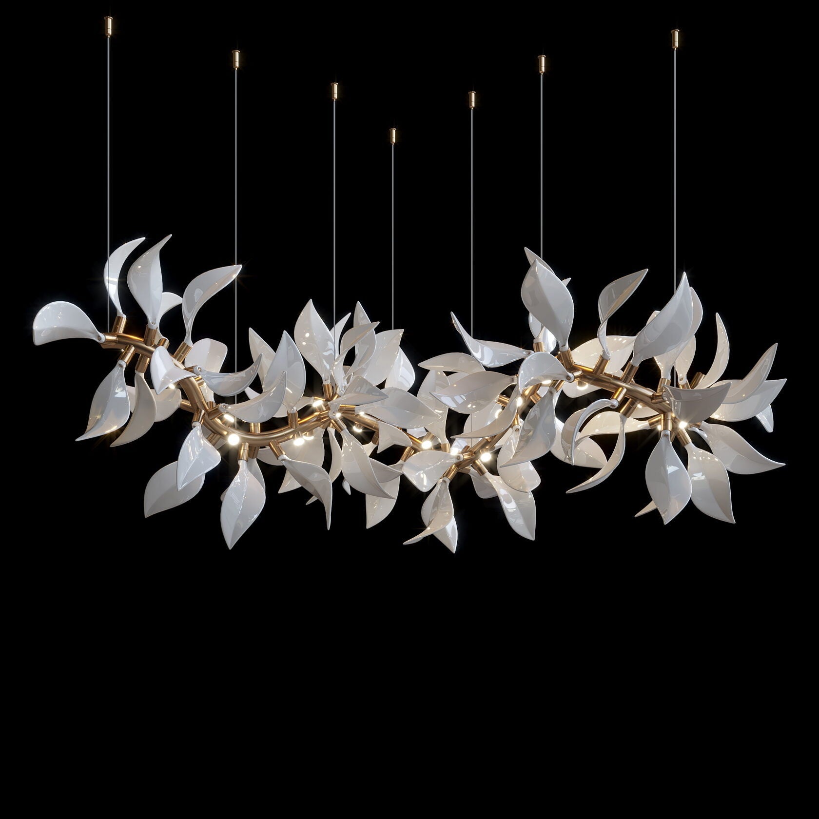 White Leaf Vine Chandelier
