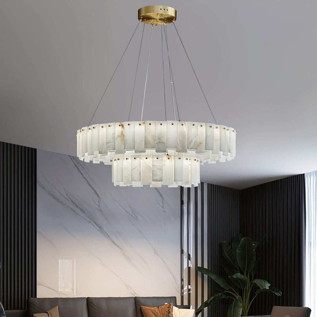 Halos Alabaster Round/Square Chandelier by Bling Lighting Studio