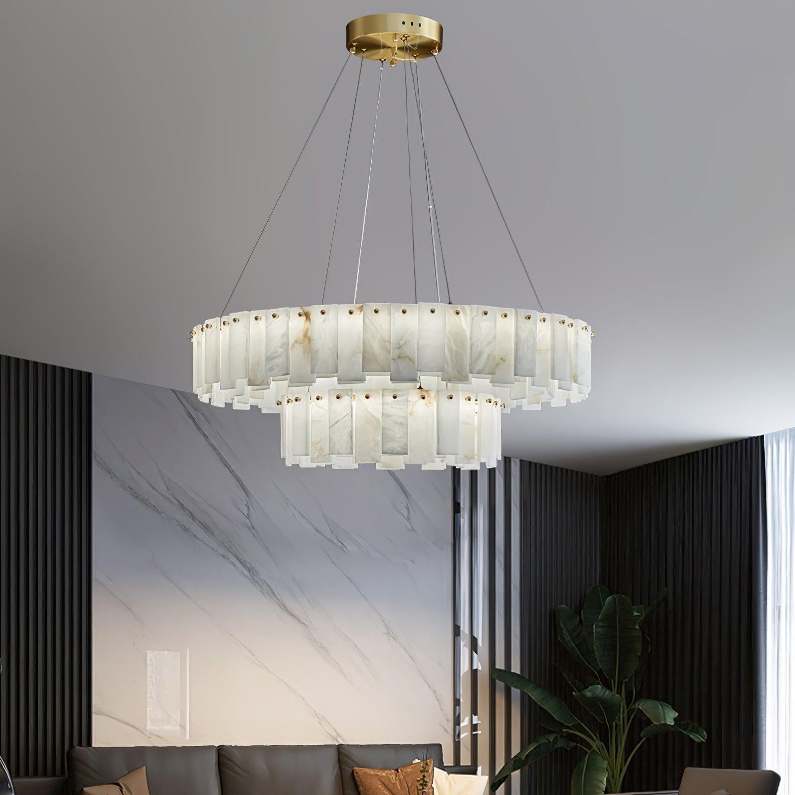 Halos Alabaster Round/Square Chandelier by Bling Lighting Studio