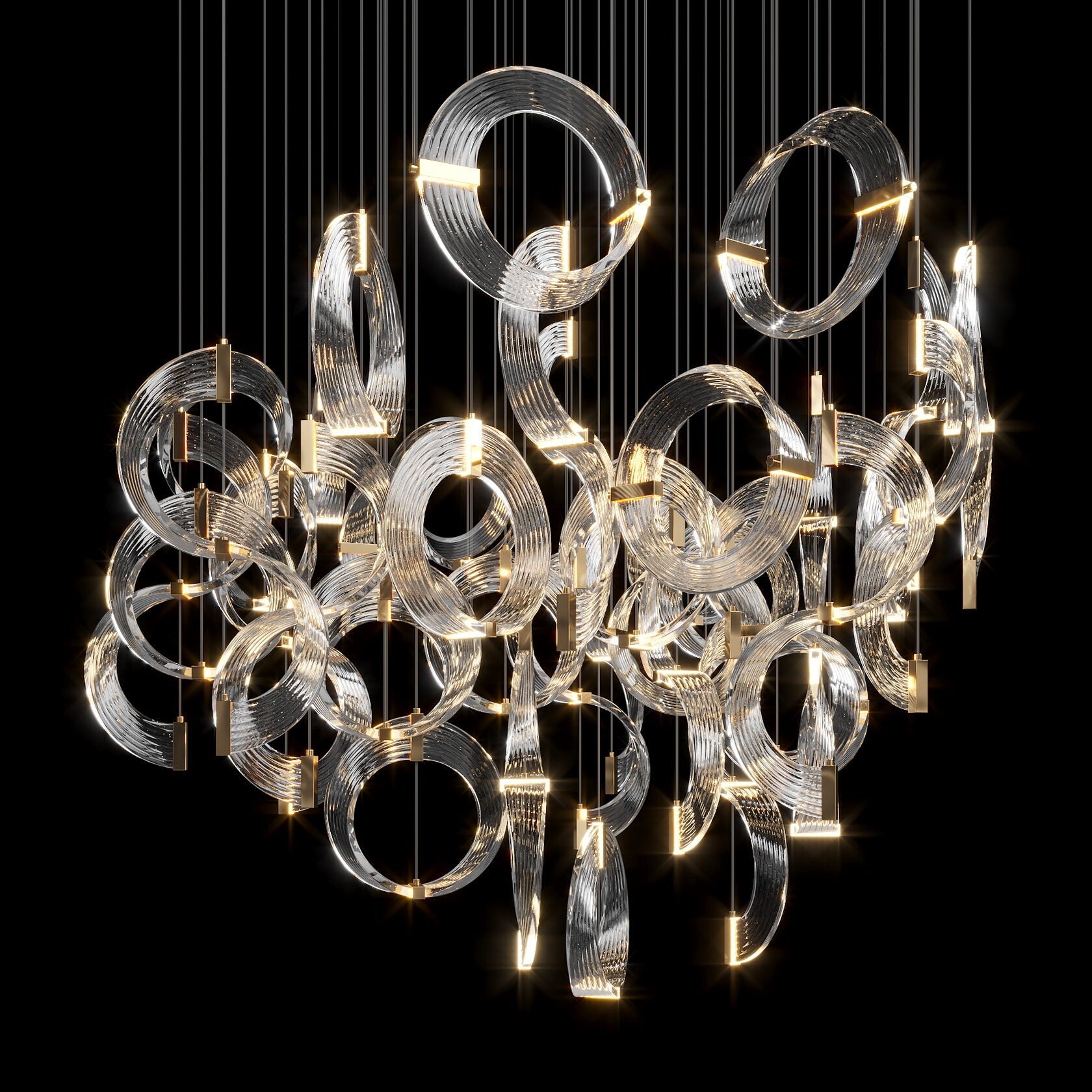 Crystal Crescent Cascade Chandelier