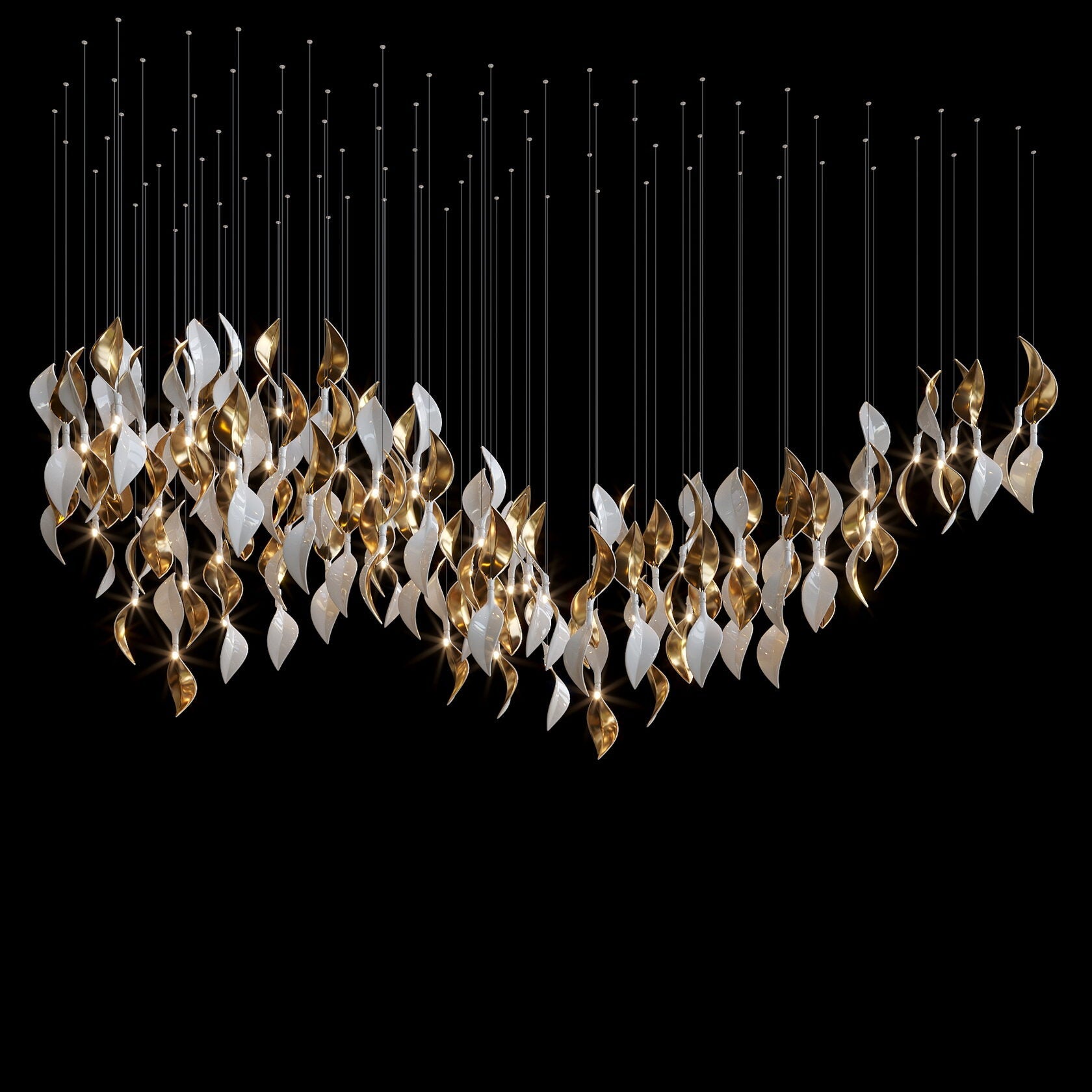 White Twist Leaf Garland Chandelier