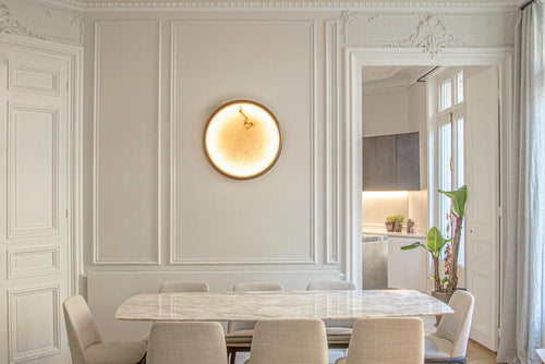 Moon alabaster wall sconce by Bling Lighting Studio
