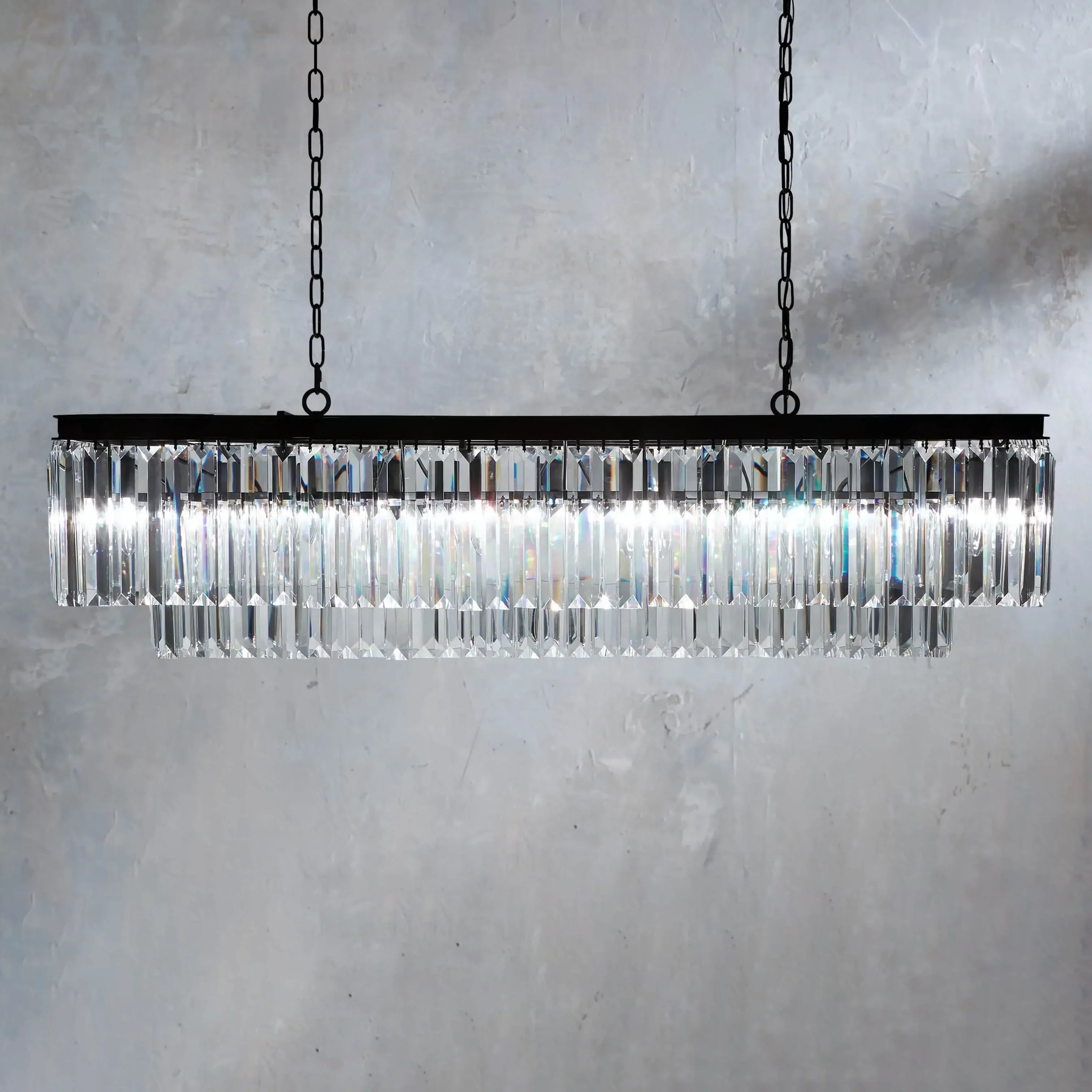 Leyland Tiered Rectangular Chandelier detail view