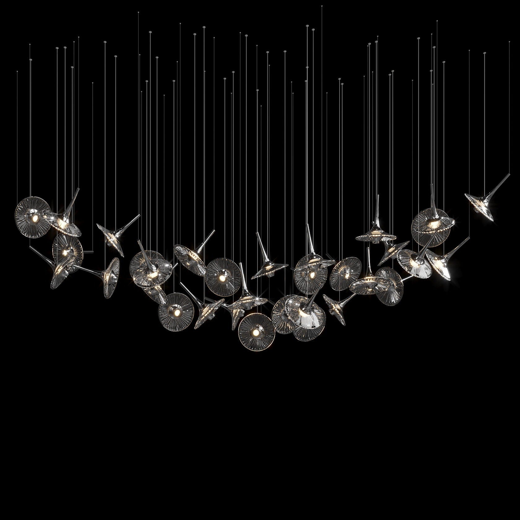 Smoke Saucer Cluster Chandelier