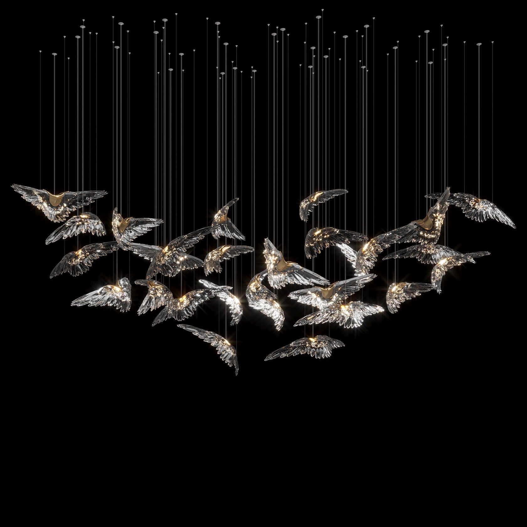Crystal Heron Flight Chandelier