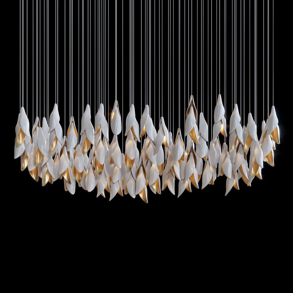 Black Gold Petal Cascade Chandelier