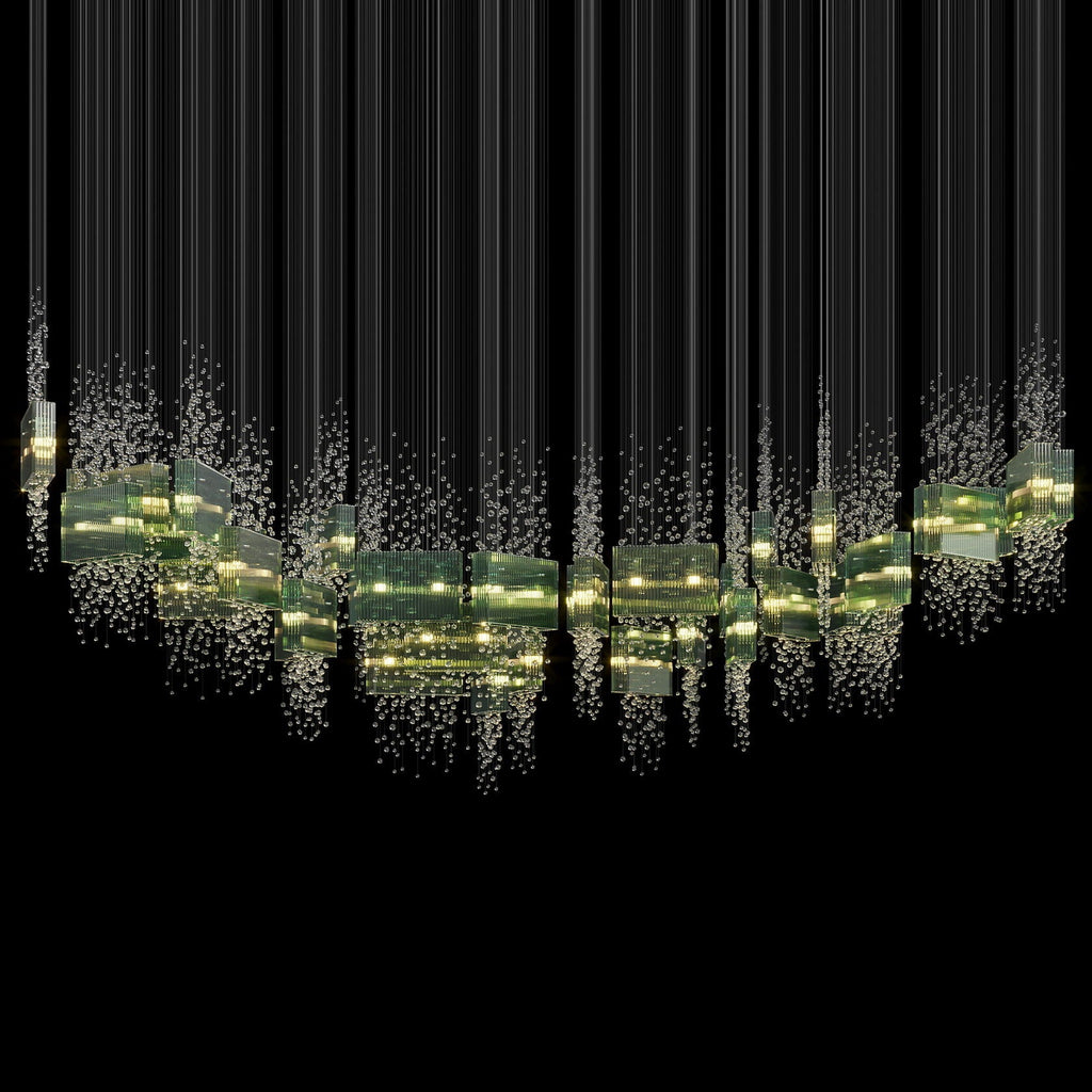 Green Crystal Rain Chandelier