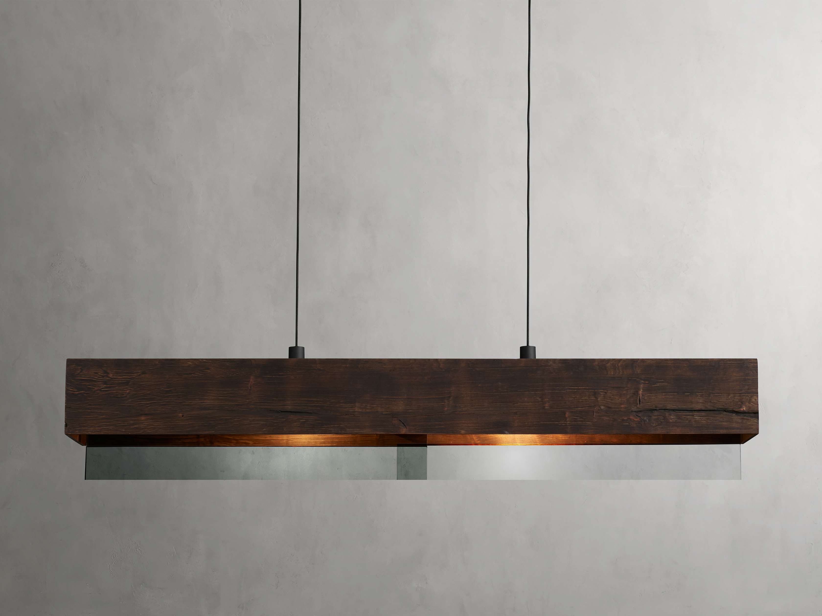 Lena Linear Wood Glass Chandelier 47'' 62" 72"L