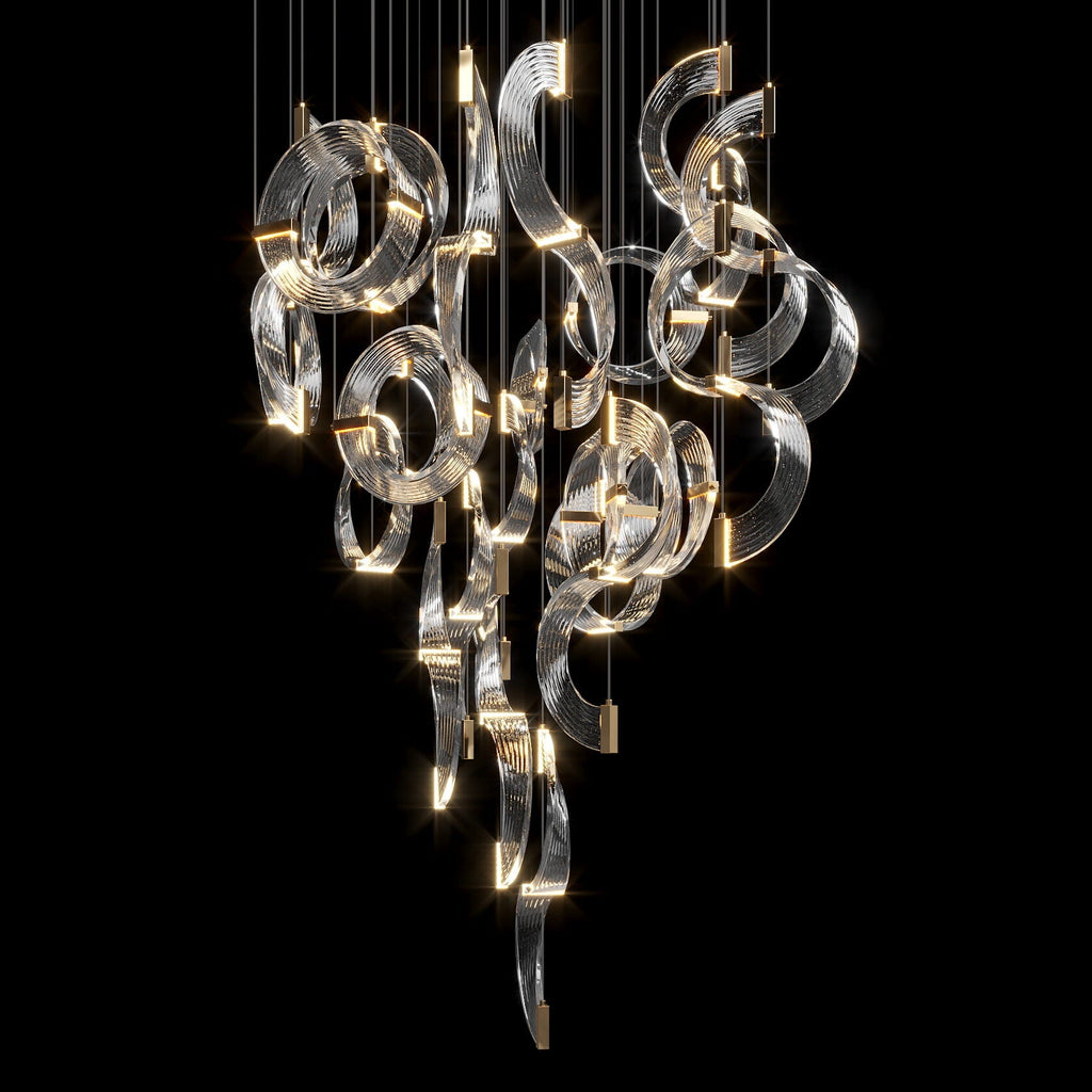 Crystal Crescent Cascade Chandelier