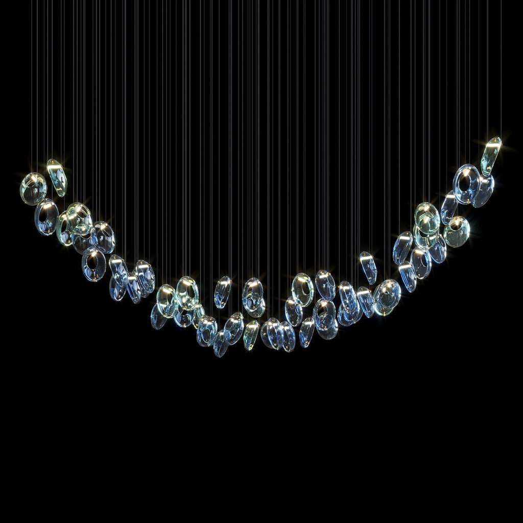Blue Glass Ring Cluster Chandelier